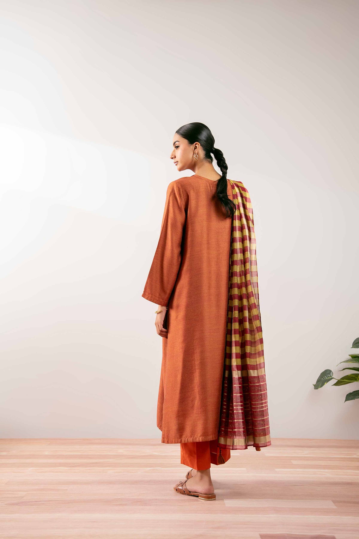 3 Piece - Embroidered Suit - PS25-212 Red Jacquard 3PC Embroidered Nishat Australia