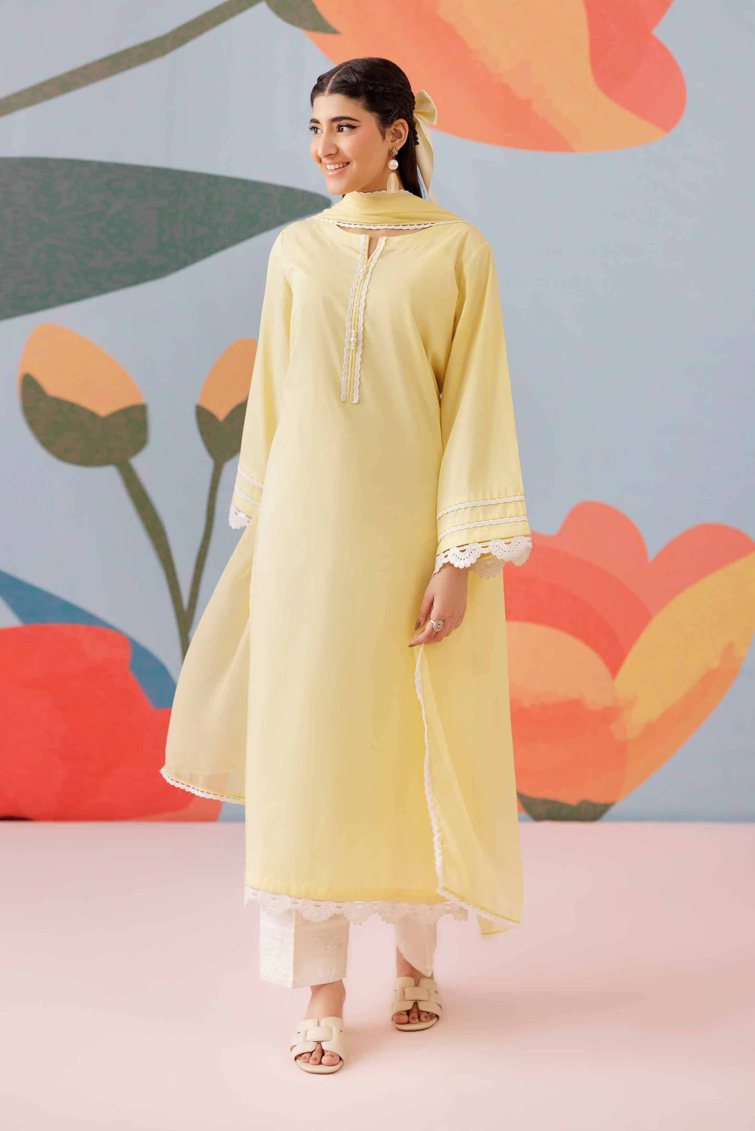 2 Piece - Basic Suit - PS25-261 READY TO WEAR Yellow Cambric 2PC Solids