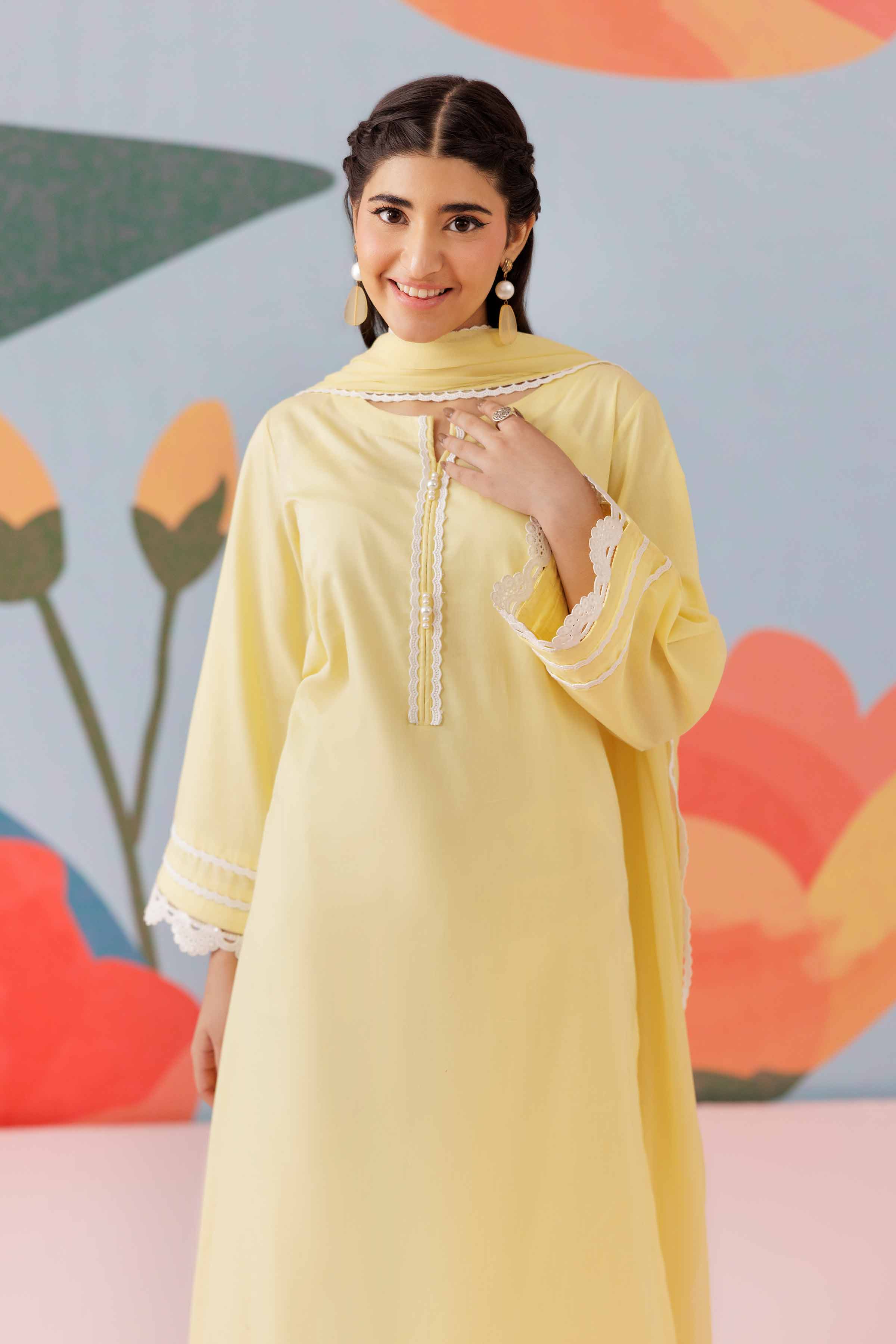 2 Piece - Basic Suit - PS25-261 READY TO WEAR Yellow Cambric 2PC Solids