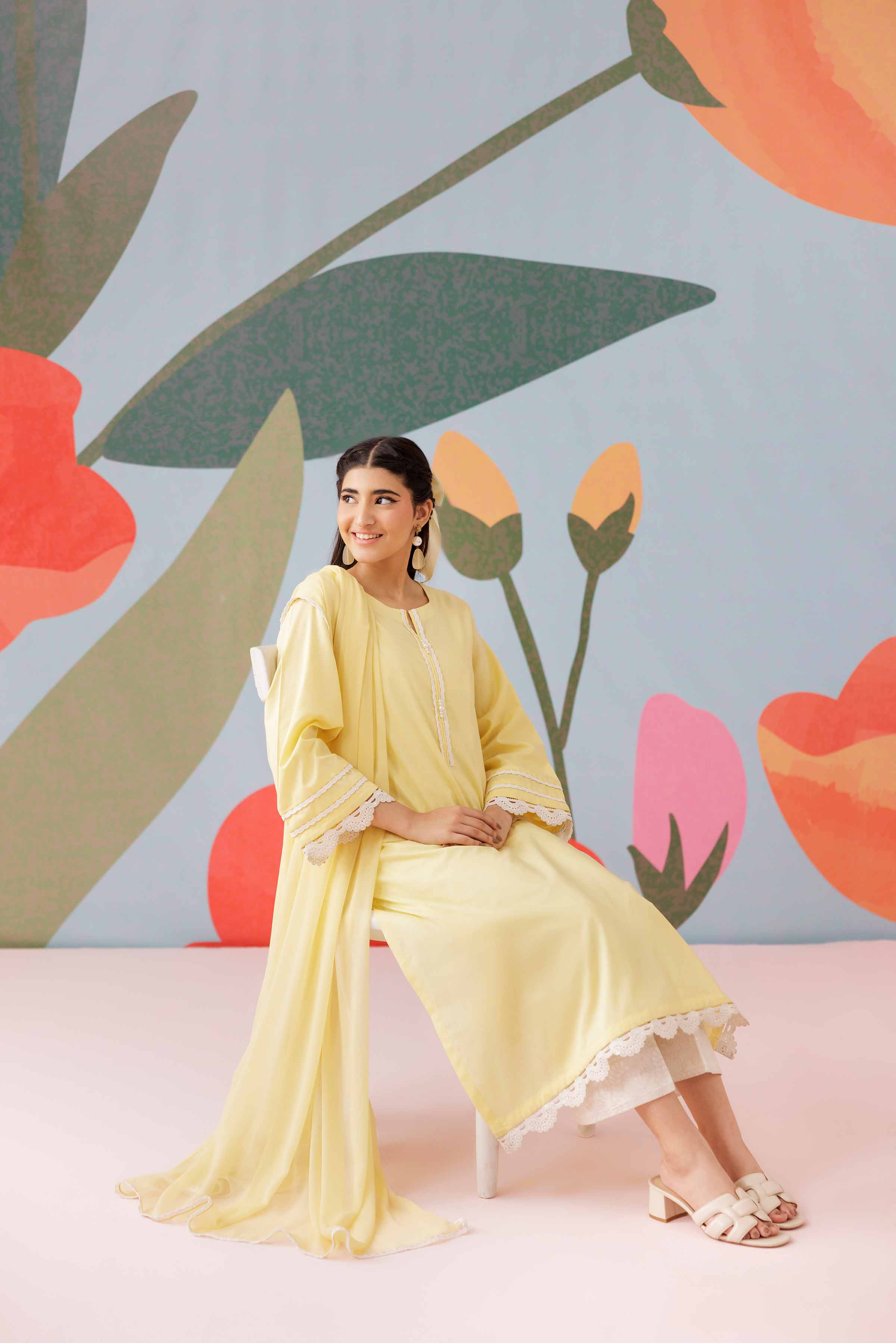 2 Piece - Basic Suit - PS25-261 READY TO WEAR Yellow Cambric 2PC Solids