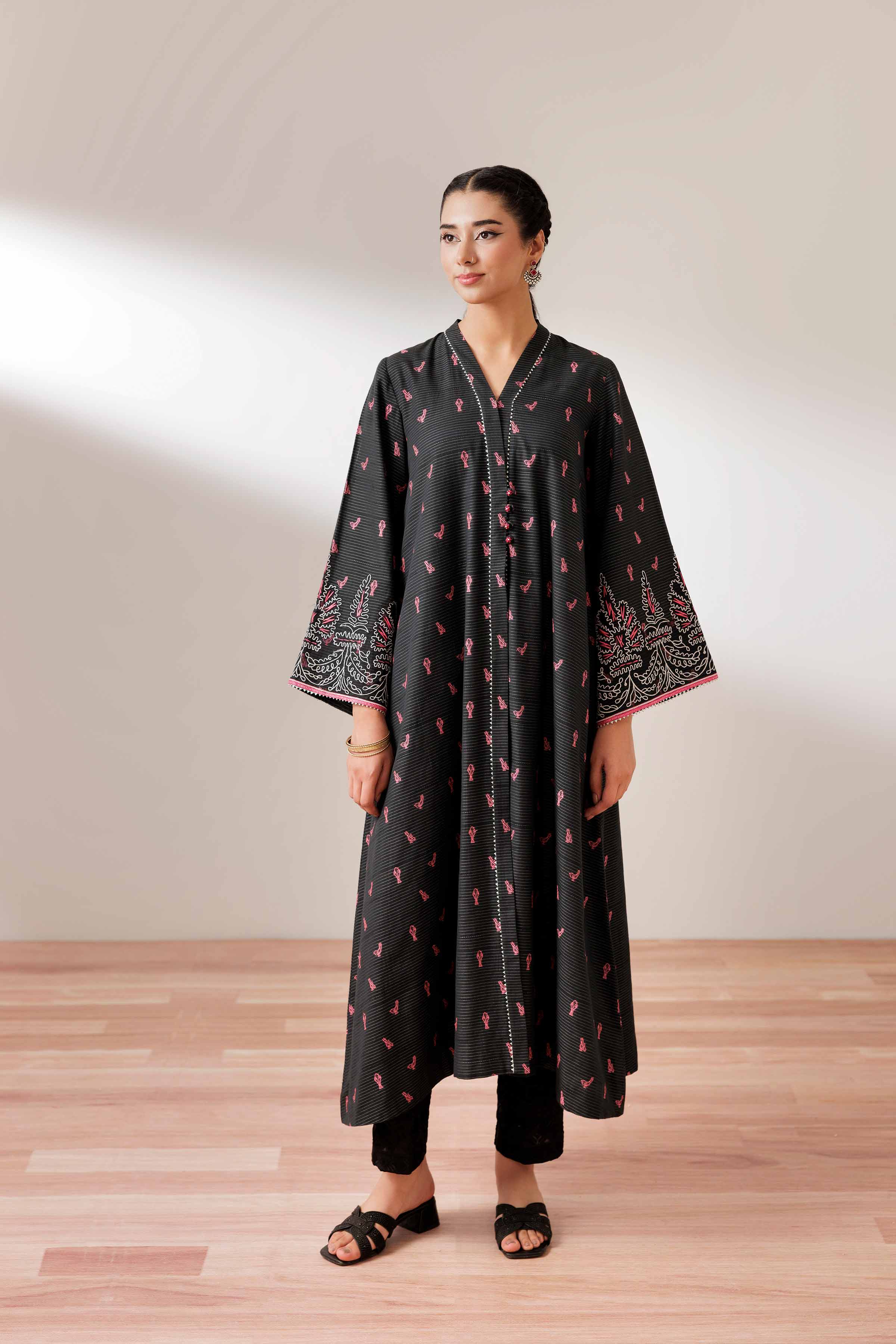 Embroidered Jacket - PS25-73 READY TO WEAR Black Jacquard 1 Piece Embroidered