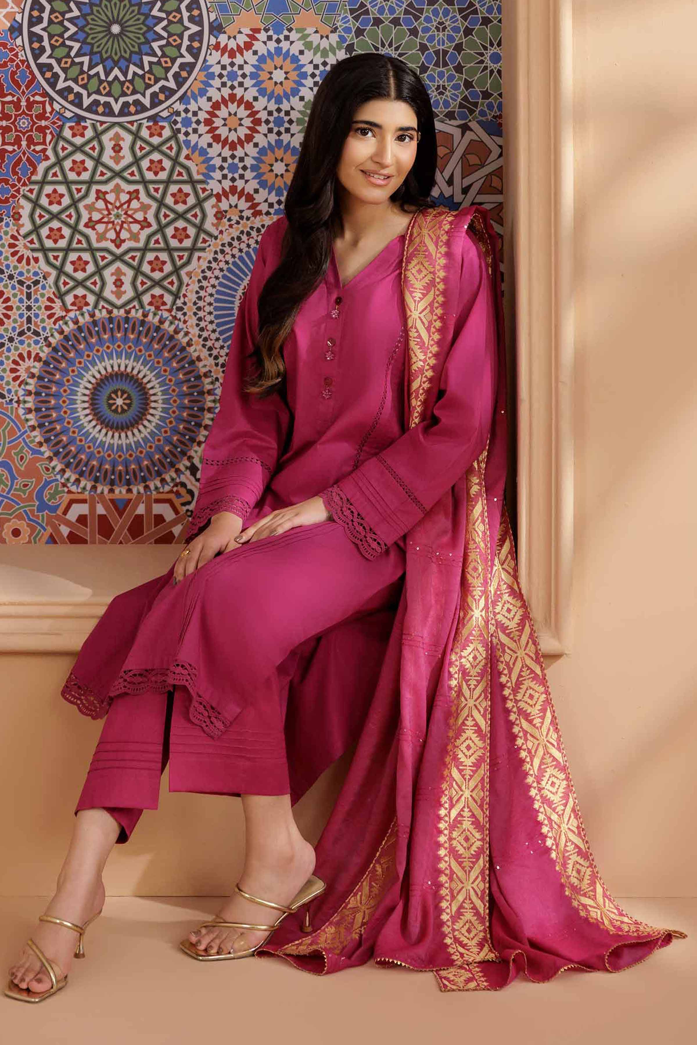 3 Piece - Basic Suit - PS25-85 READY TO WEAR Purple Cambric 3PC Solids