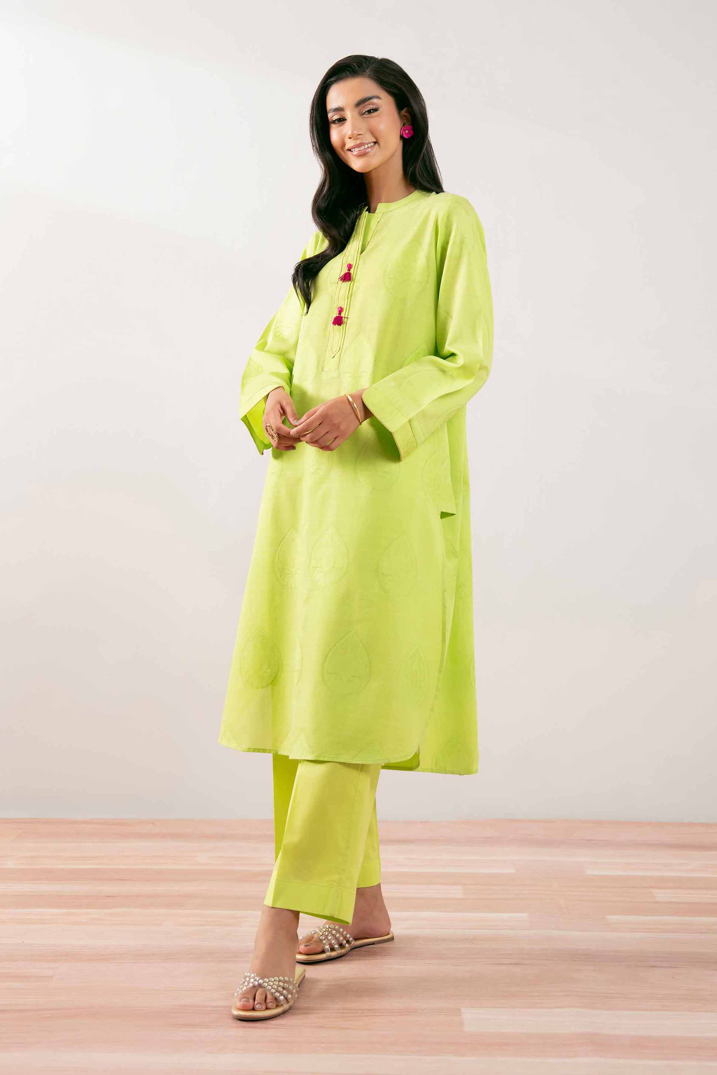 2 Piece - Basic Suit - PS25-98 READY TO WEAR Green Jacquard 2 Pieces Solids