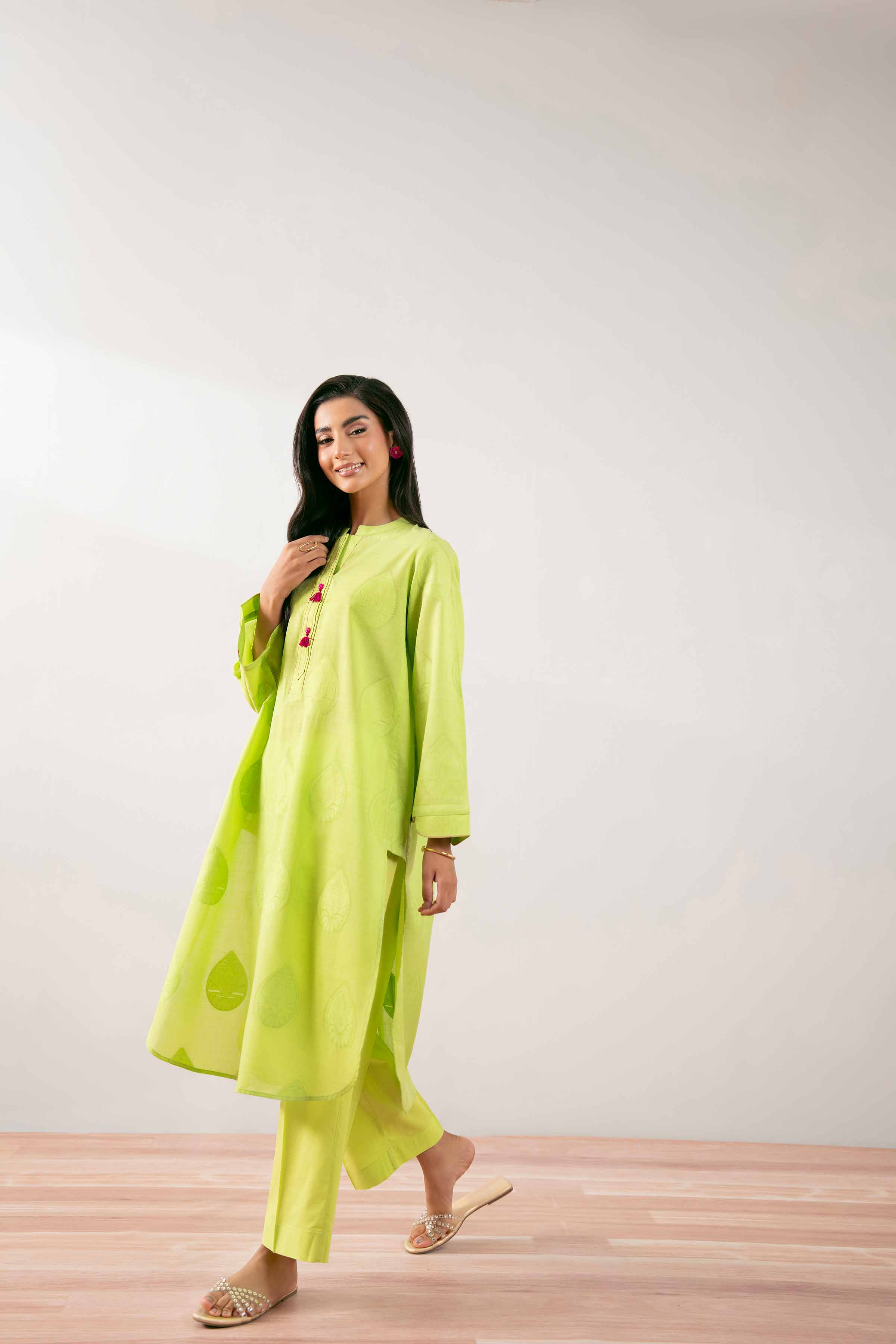 2 Piece - Basic Suit - PS25-98 READY TO WEAR Green Jacquard 2 Pieces Solids