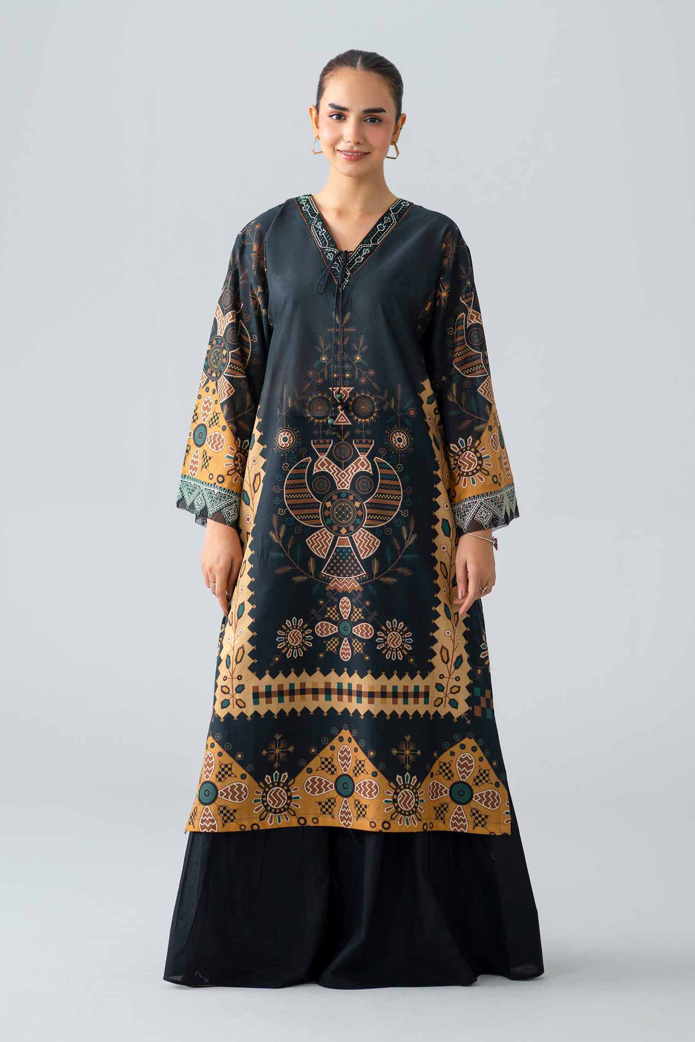 Printed Embroidered Shirt - PS26-09 Black Lawn 1PC Embroidered Nishat Australia