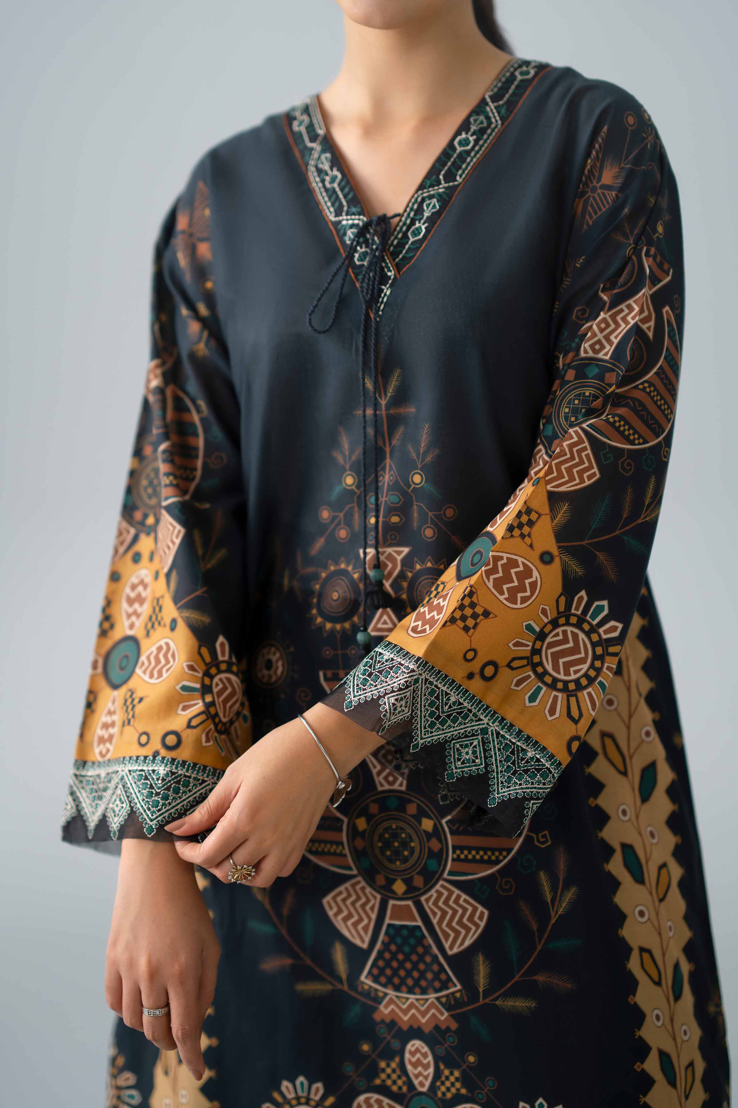 Printed Embroidered Shirt - PS26-09 Black Lawn 1PC Embroidered Nishat Australia