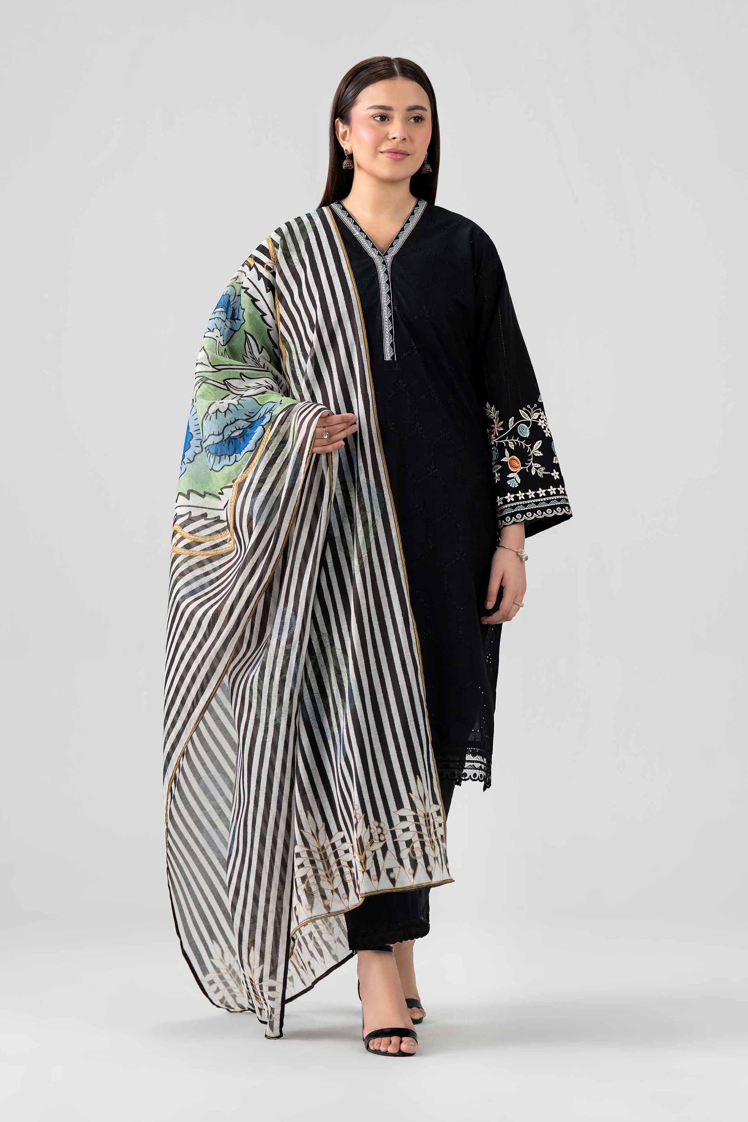 3 Piece - Printed Embroidered Suit - PS26-114 Black Chicken Kari 3PC Embroidered Nishat Australia