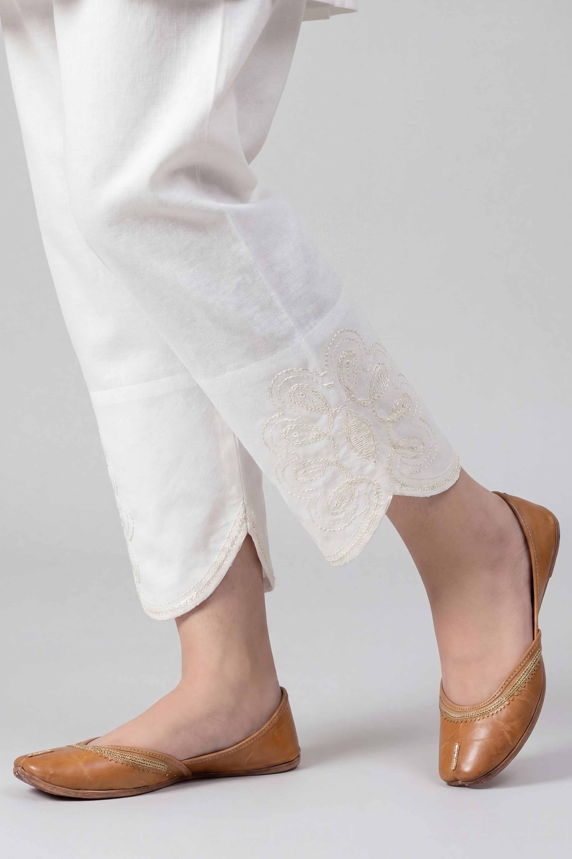Embroidered Trousers - PS26-181 Off White Cambric 1PC Embroidered Nishat Australia