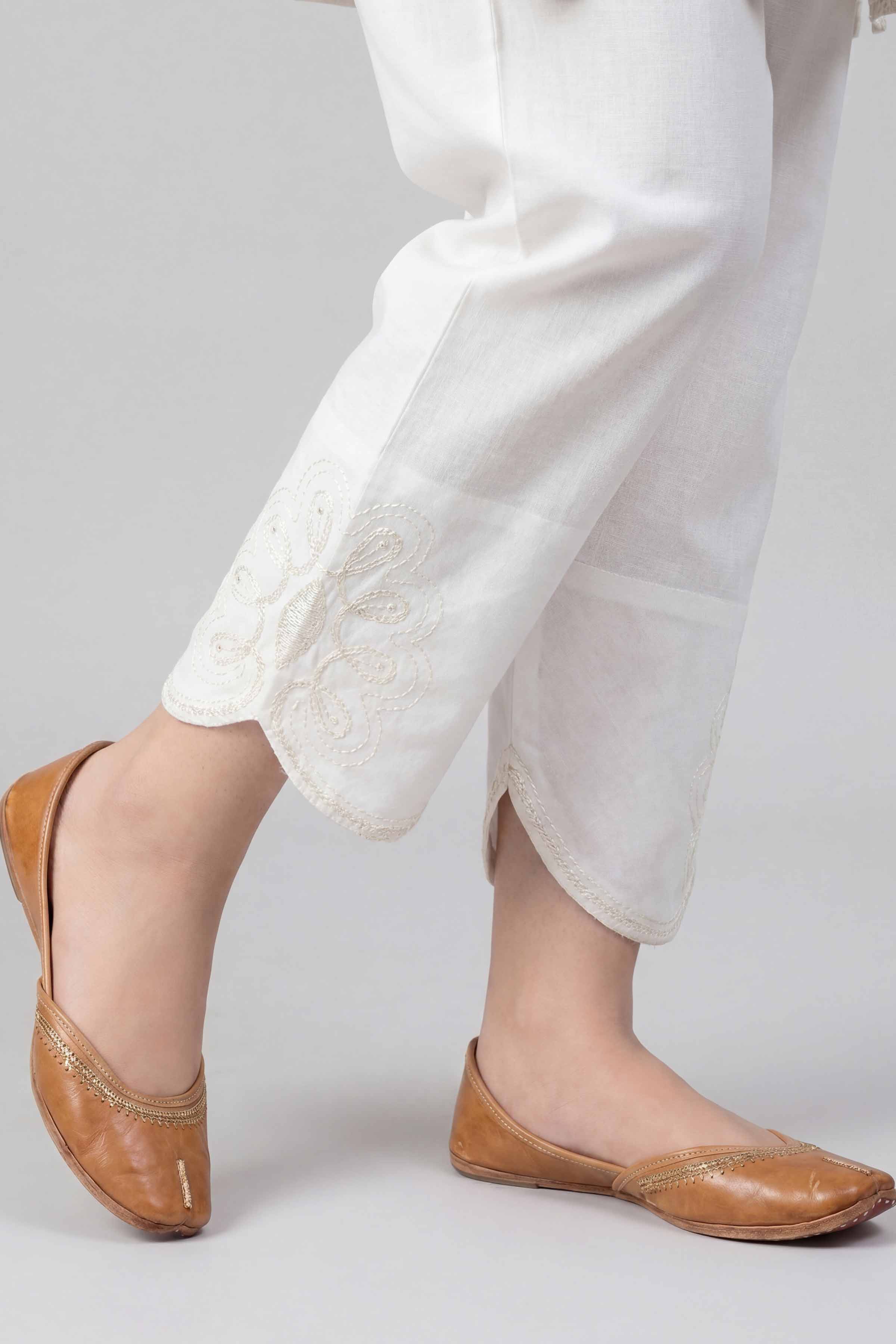 Embroidered Trousers - PS26-181 Off White Cambric 1PC Embroidered Nishat Australia
