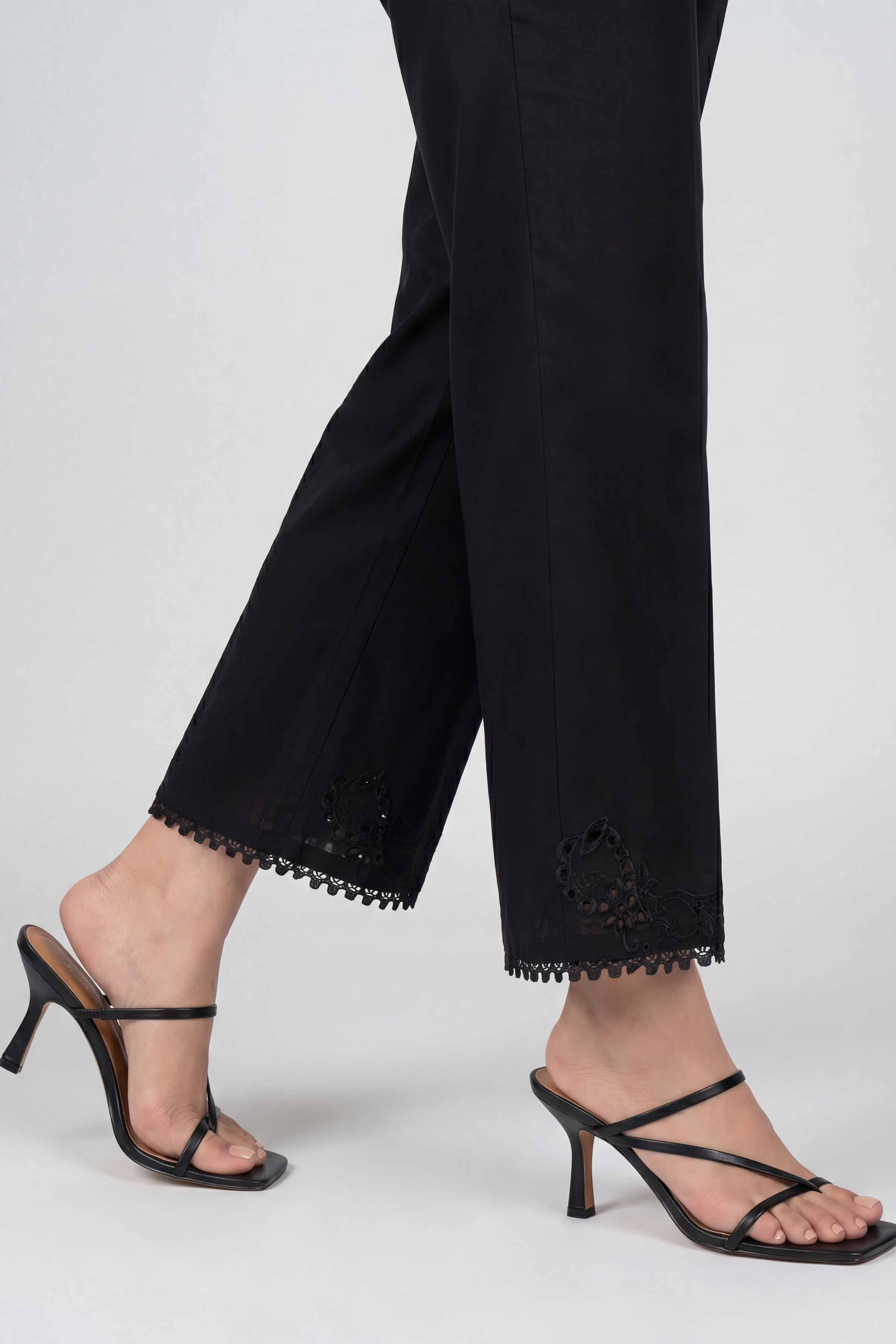 Embroidered Trousers - PS26-186 Black Cambric 1PC Embroidered Nishat Australia