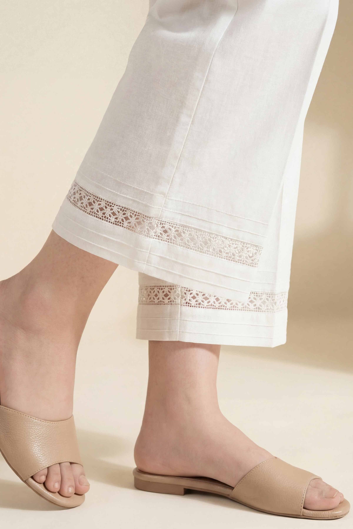 Solid Trousers - PS26-193 White Cambric 1PC Solids Nishat Australia