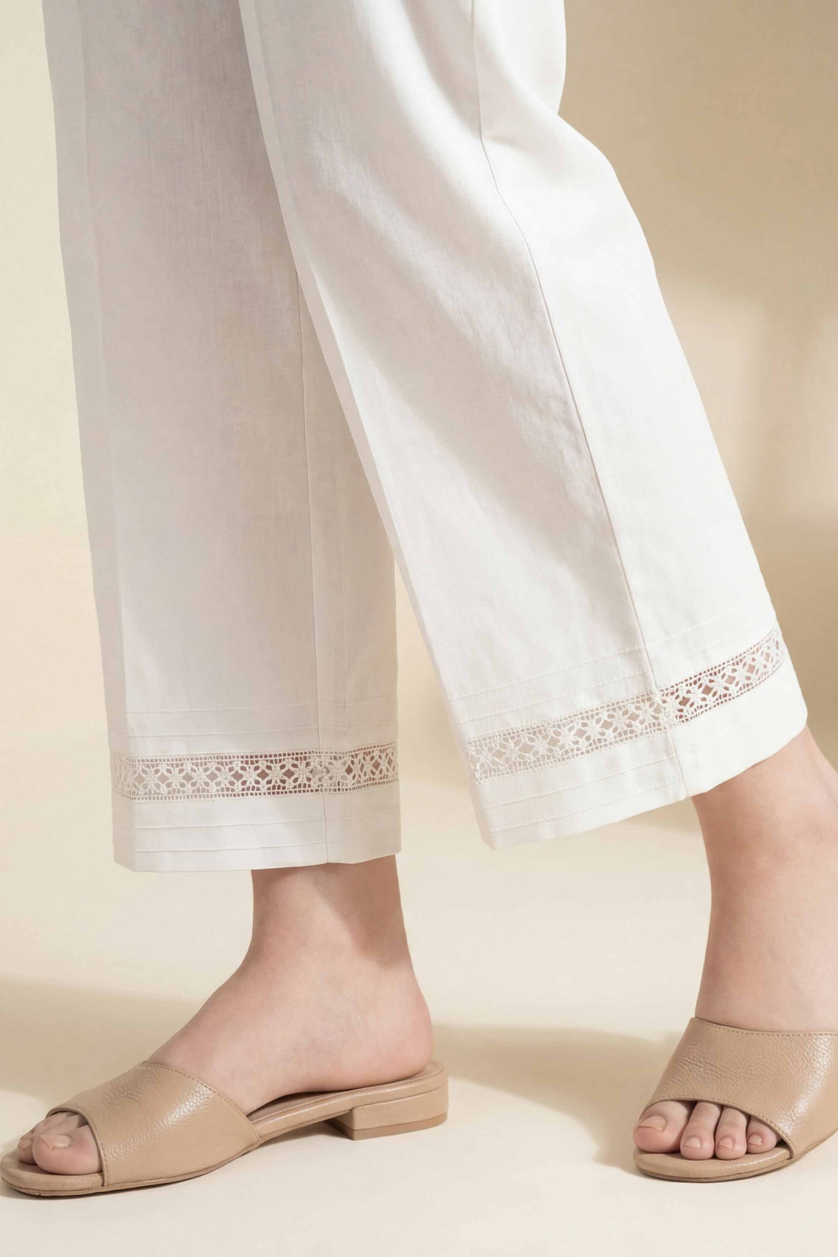 Solid Trousers - PS26-193 White Cambric 1PC Solids Nishat Australia