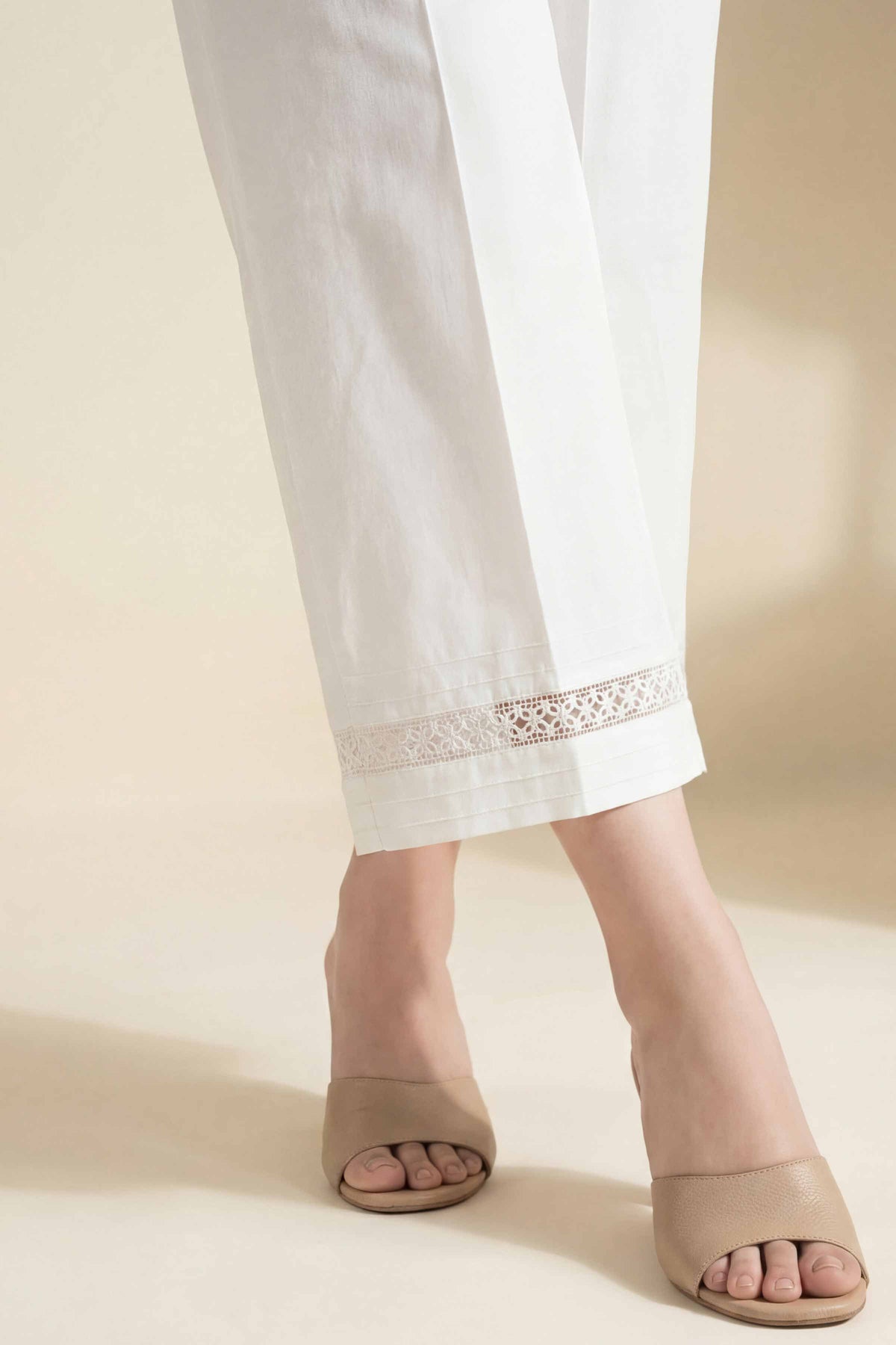 Solid Trousers - PS26-193 White Cambric 1PC Solids Nishat Australia