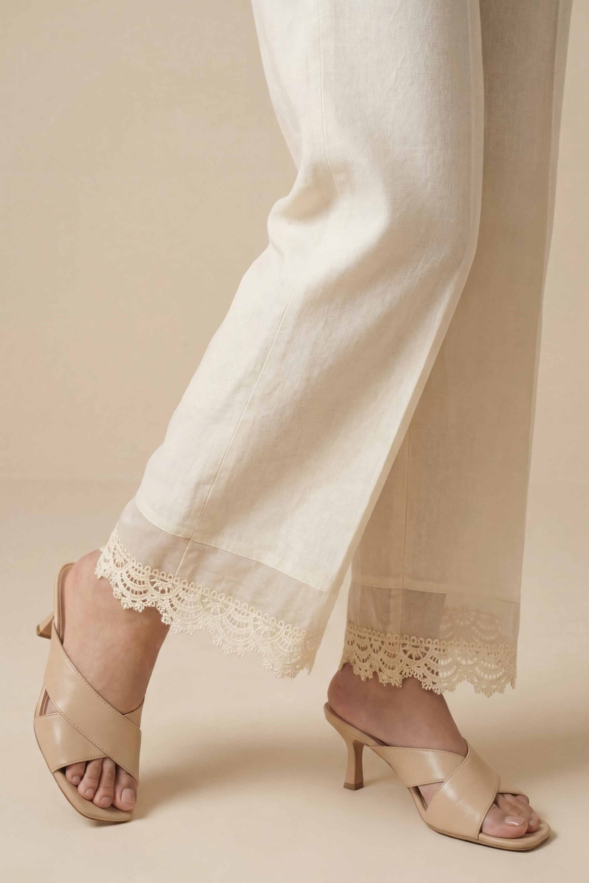 Solid Trousers - PS26-200 Off White Cambric 1PC Solids Nishat Australia