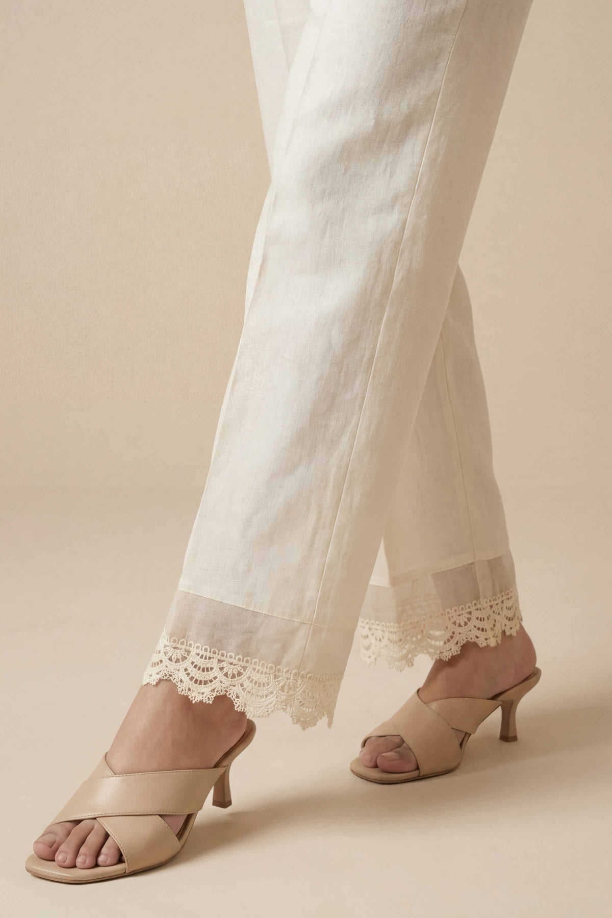 Solid Trousers - PS26-200 Off White Cambric 1PC Solids Nishat Australia