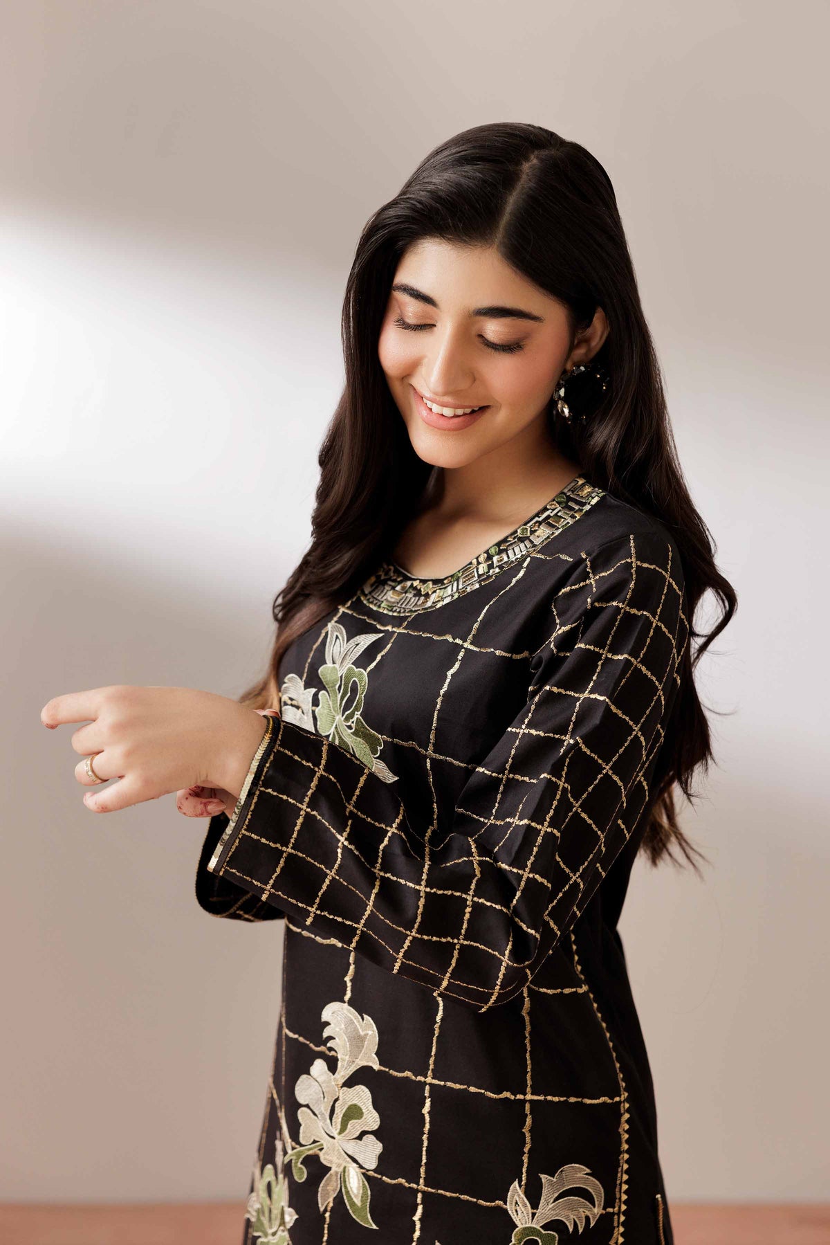 2 Piece - Embroidered Suit - PUS25-73 Black Cambric 2PC Embroidered Nishat Australia