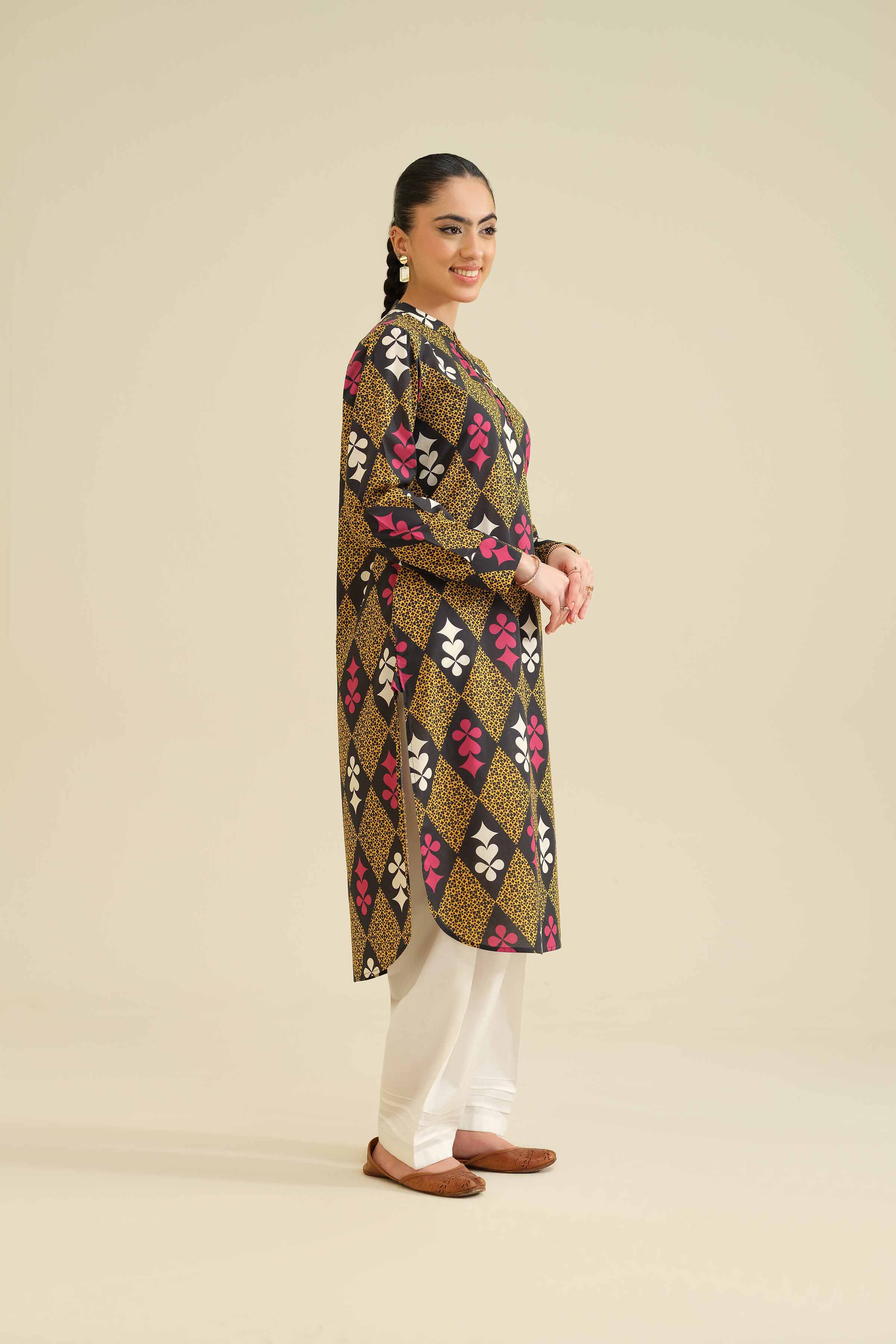 Printed Shirt - PW25-03 READY TO WEAR Black Cambric 1 Piece Printed