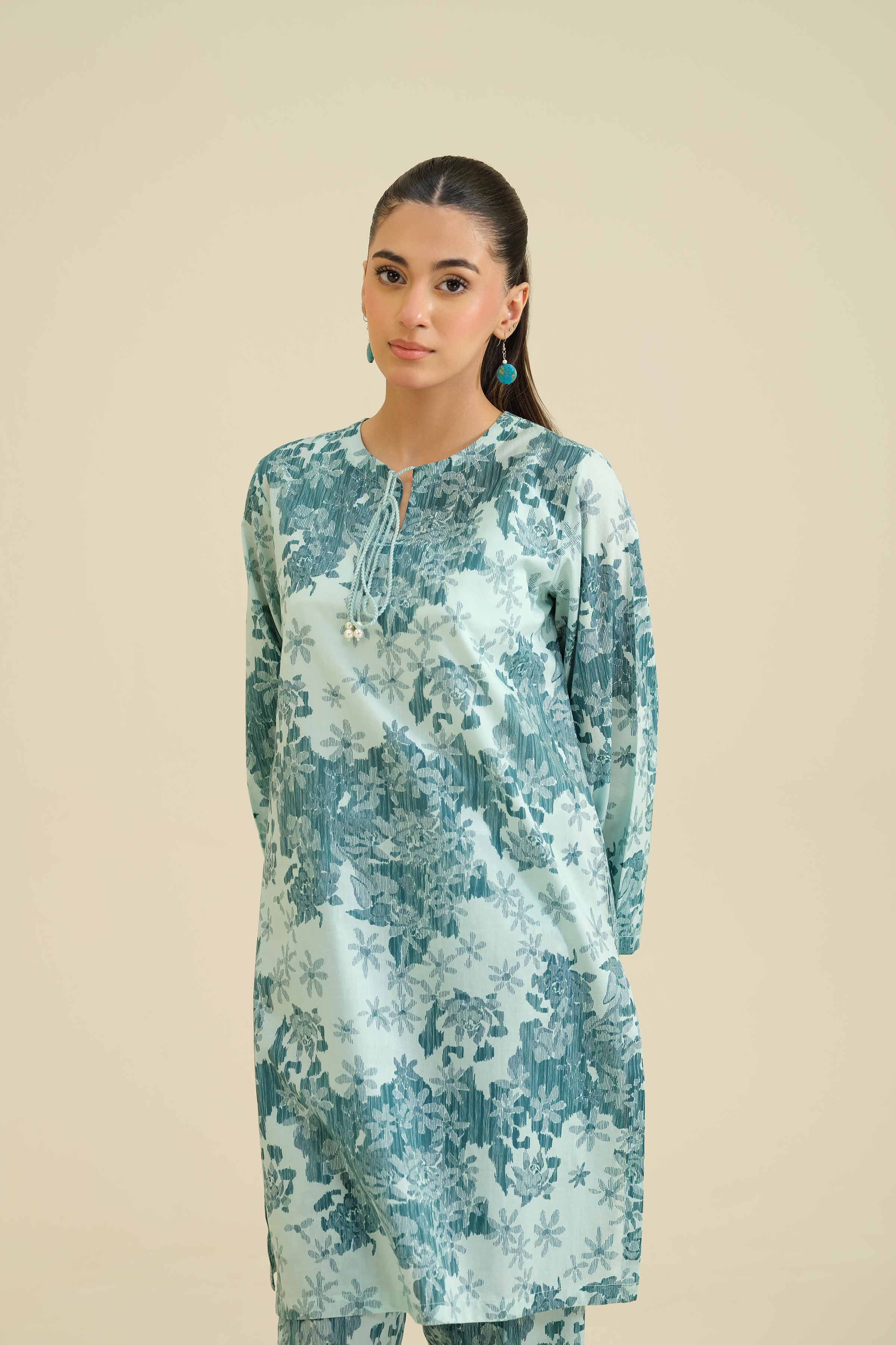 2 Piece - Printed Suit - PW25-07 READY TO WEAR Green Cambric 2PC Printed
