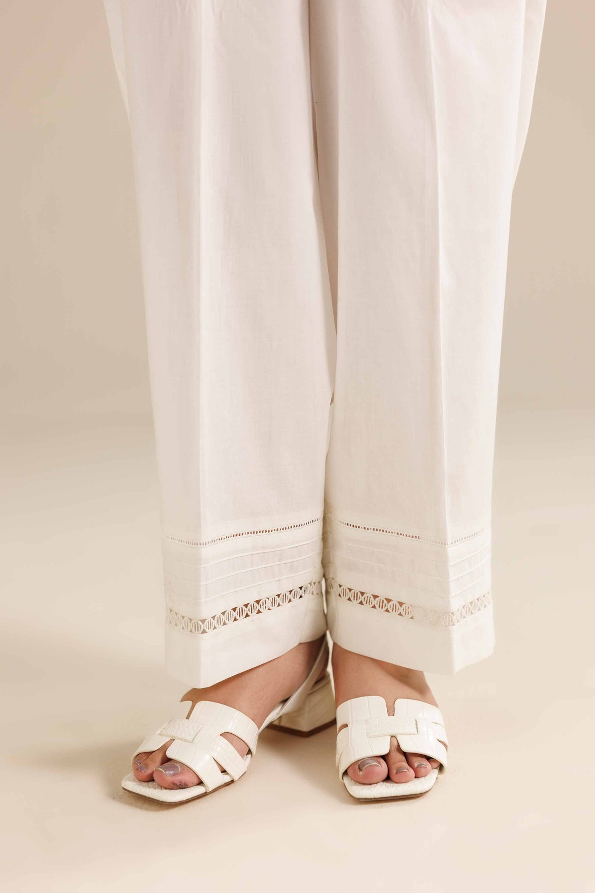 Basic Trousers - PW25-120 White Karandi 1PC Solids Nishat Australia
