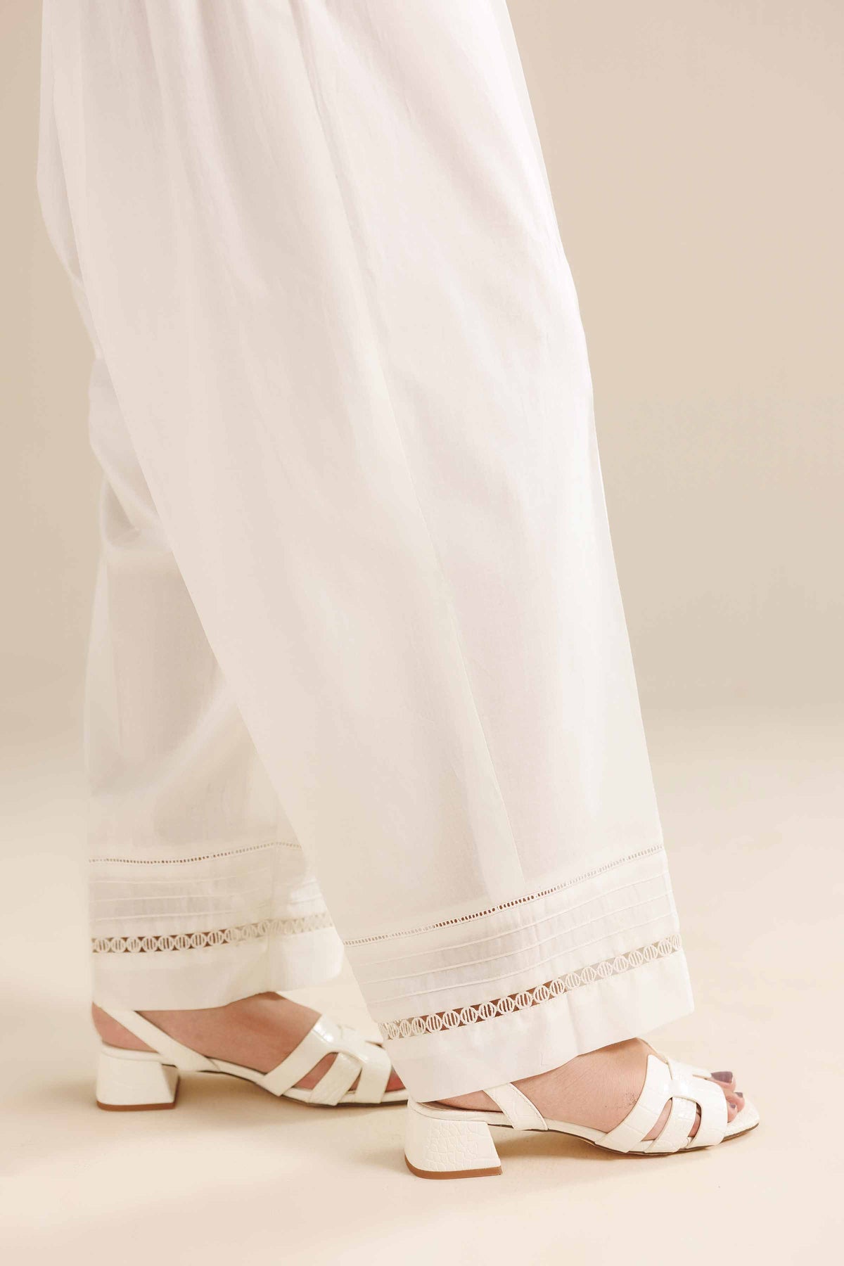 Basic Trousers - PW25-120 White Karandi 1PC Solids Nishat Australia