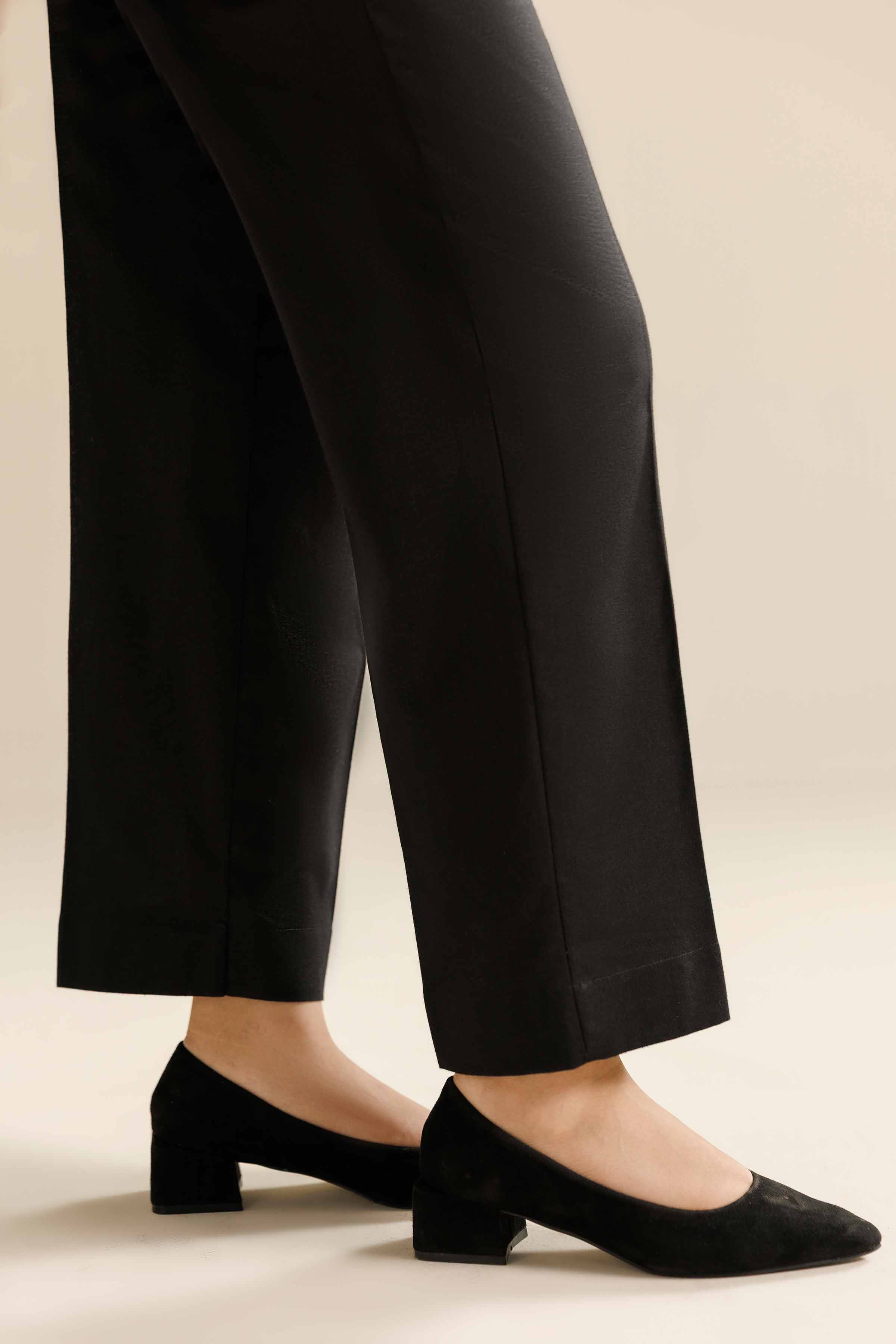 Basic Trousers - PW25-123 READY TO WEAR Black Karandi 1PC Solids