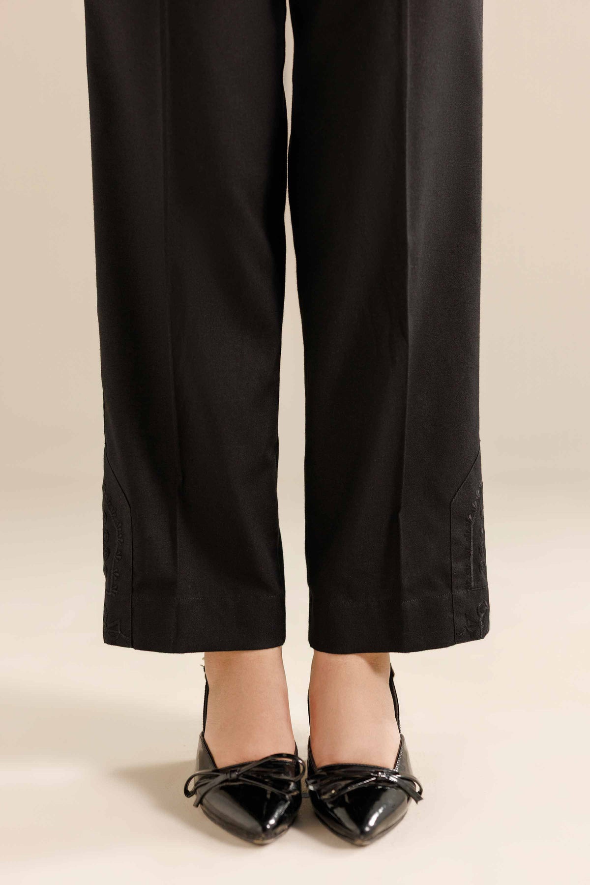Embroidered Trousers - PW25-126 Black Karandi 1PC Embroidered Nishat Australia