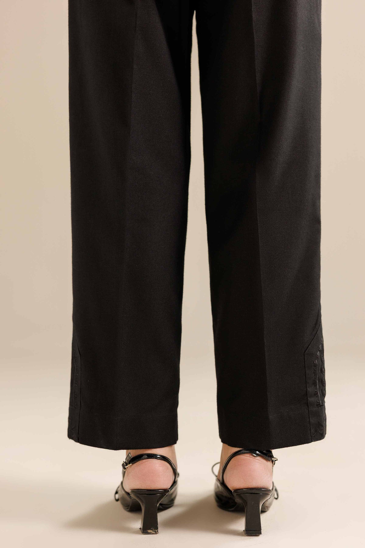 Embroidered Trousers - PW25-126 Black Karandi 1PC Embroidered Nishat Australia