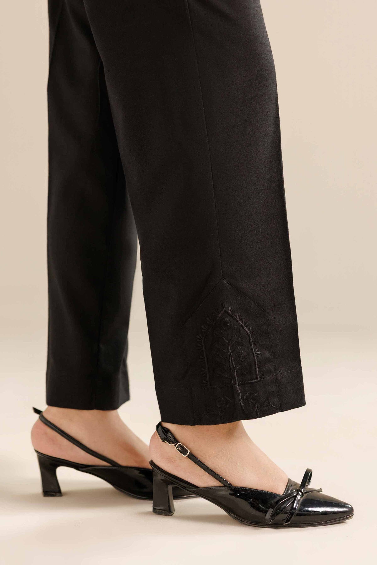 Embroidered Trousers - PW25-126 Black Karandi 1PC Embroidered Nishat Australia