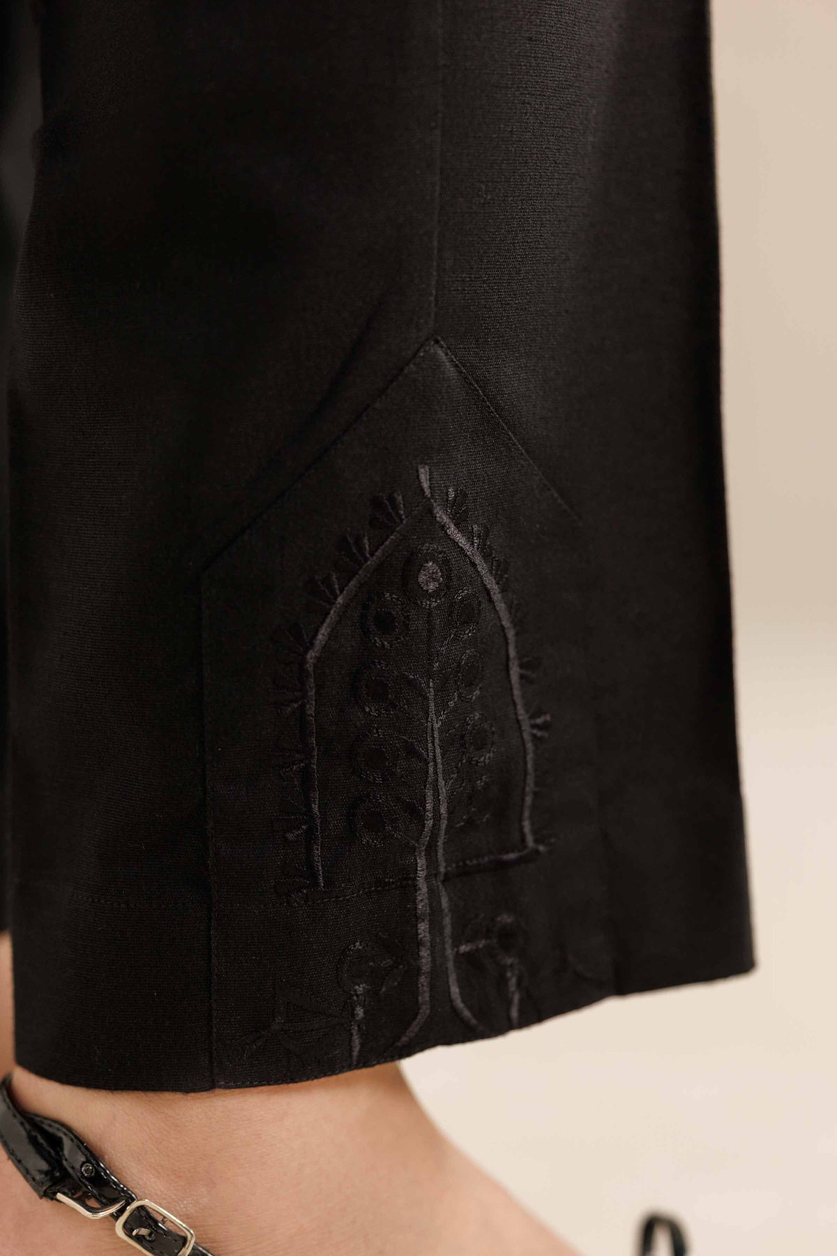 Embroidered Trousers - PW25-126 Black Karandi 1PC Embroidered Nishat Australia