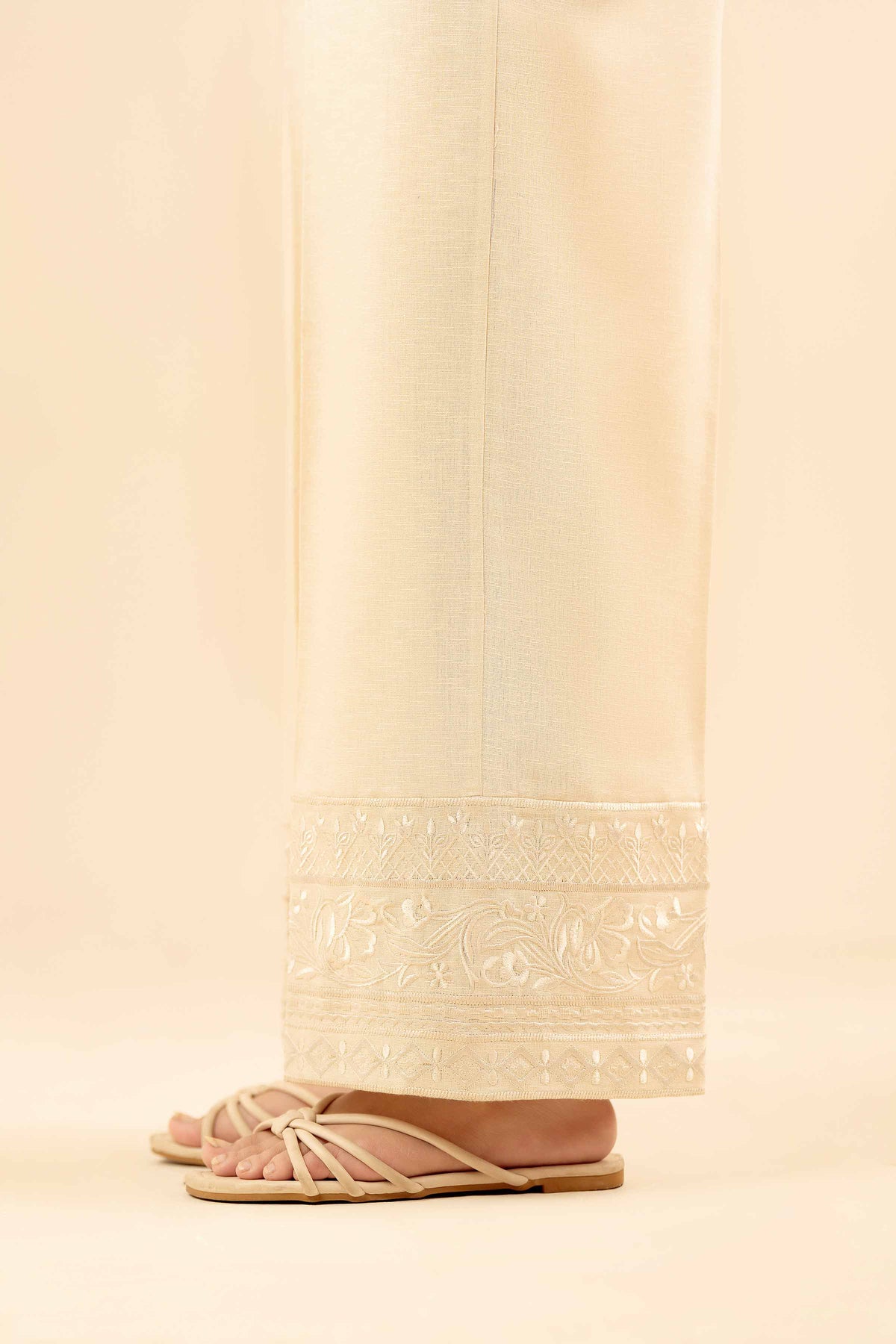 Embroidered Trousers - PW25-133 White Karandi 1PC Embroidered Nishat Australia
