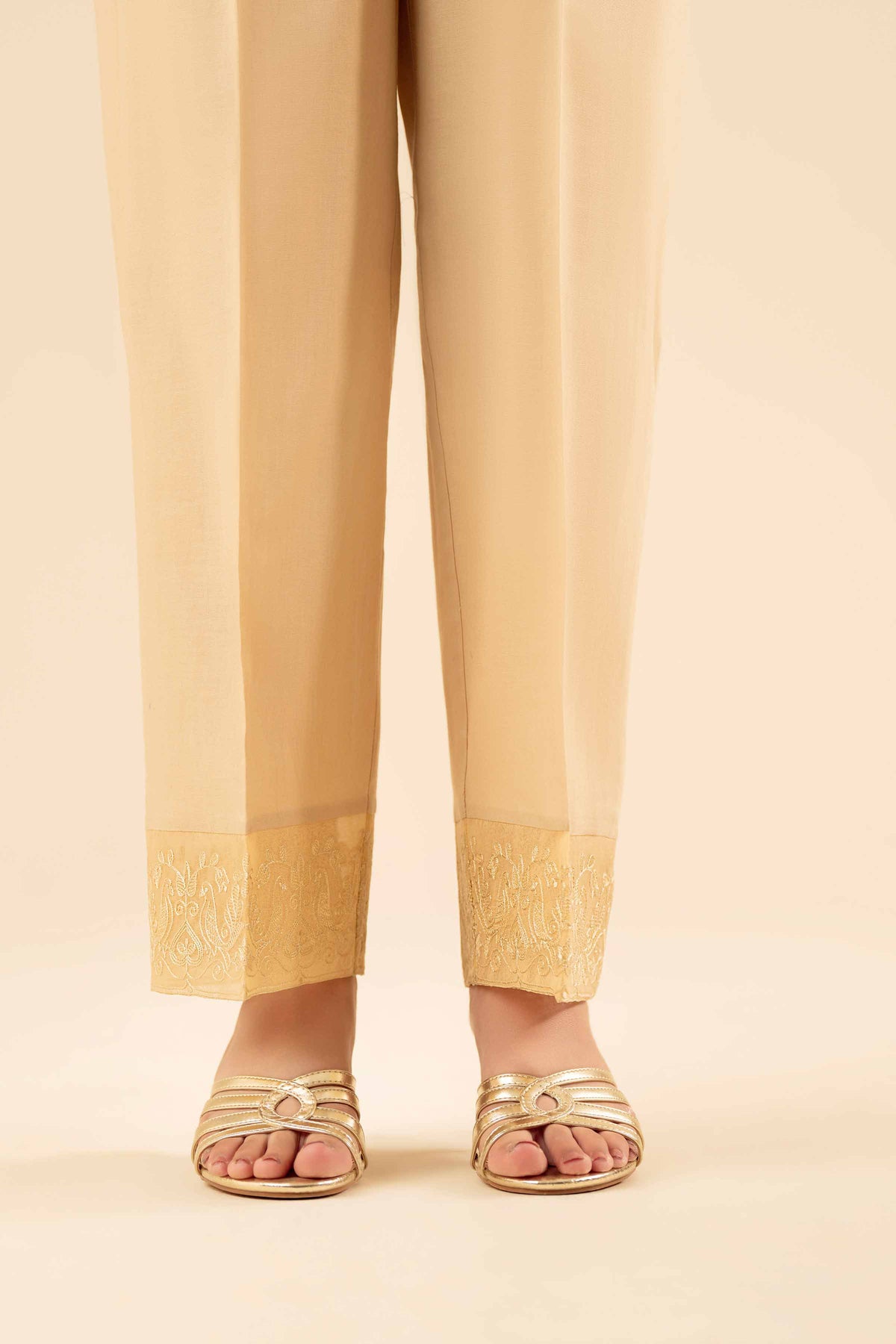 Embroidered Trousers - PW25-138 Beige Cambric 1PC Embroidered Nishat Australia