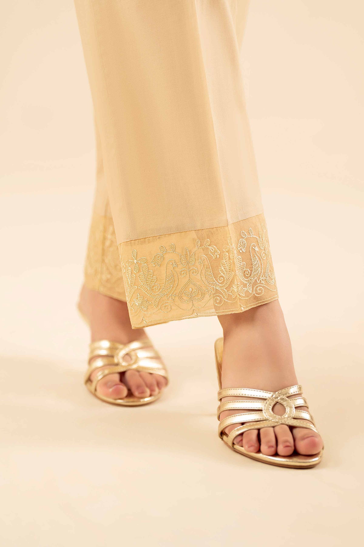 Embroidered Trousers - PW25-138 Beige Cambric 1PC Embroidered Nishat Australia