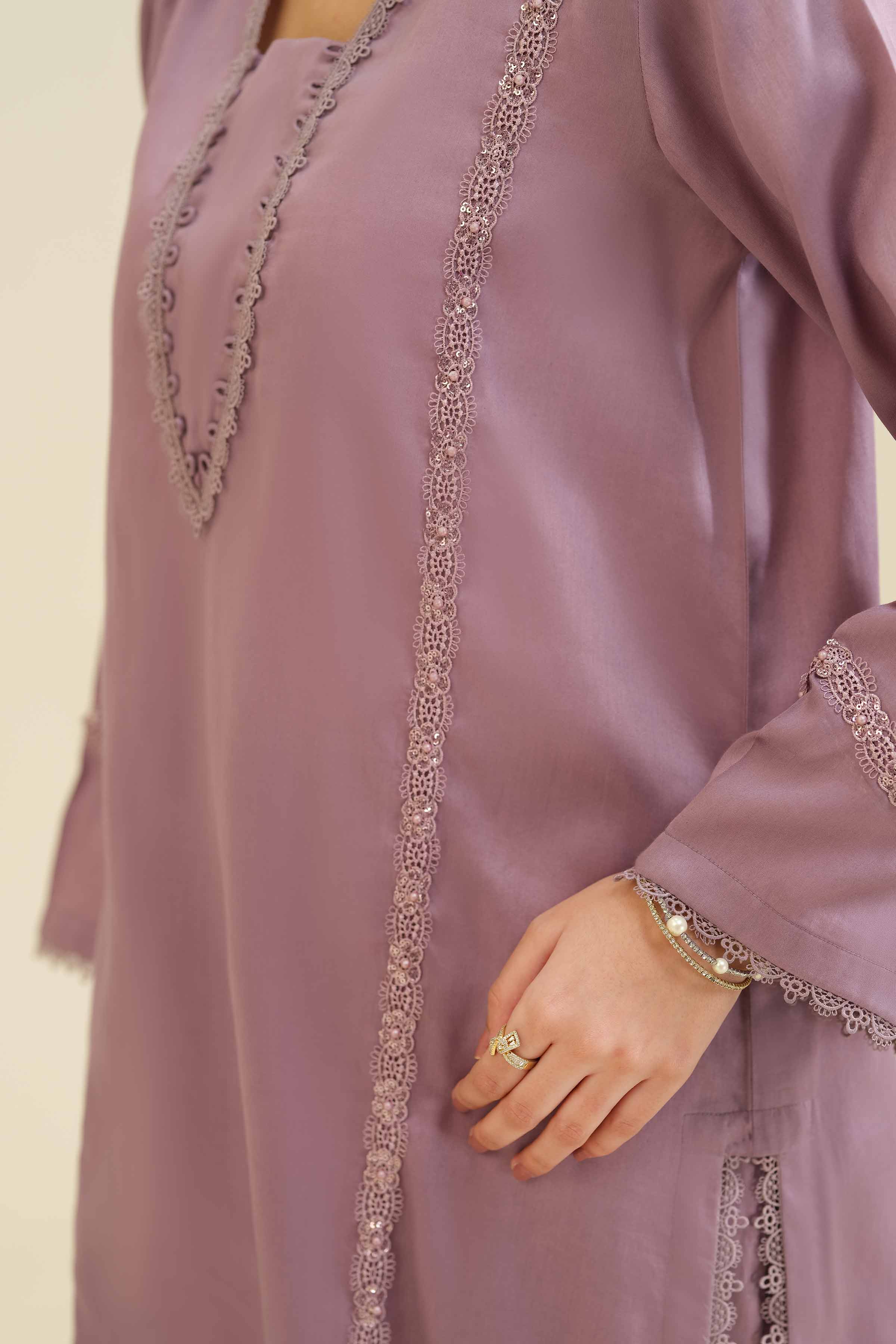 3 Piece - Basic Suit - PW25-14 READY TO WEAR Purple Sateen 3PC Solids