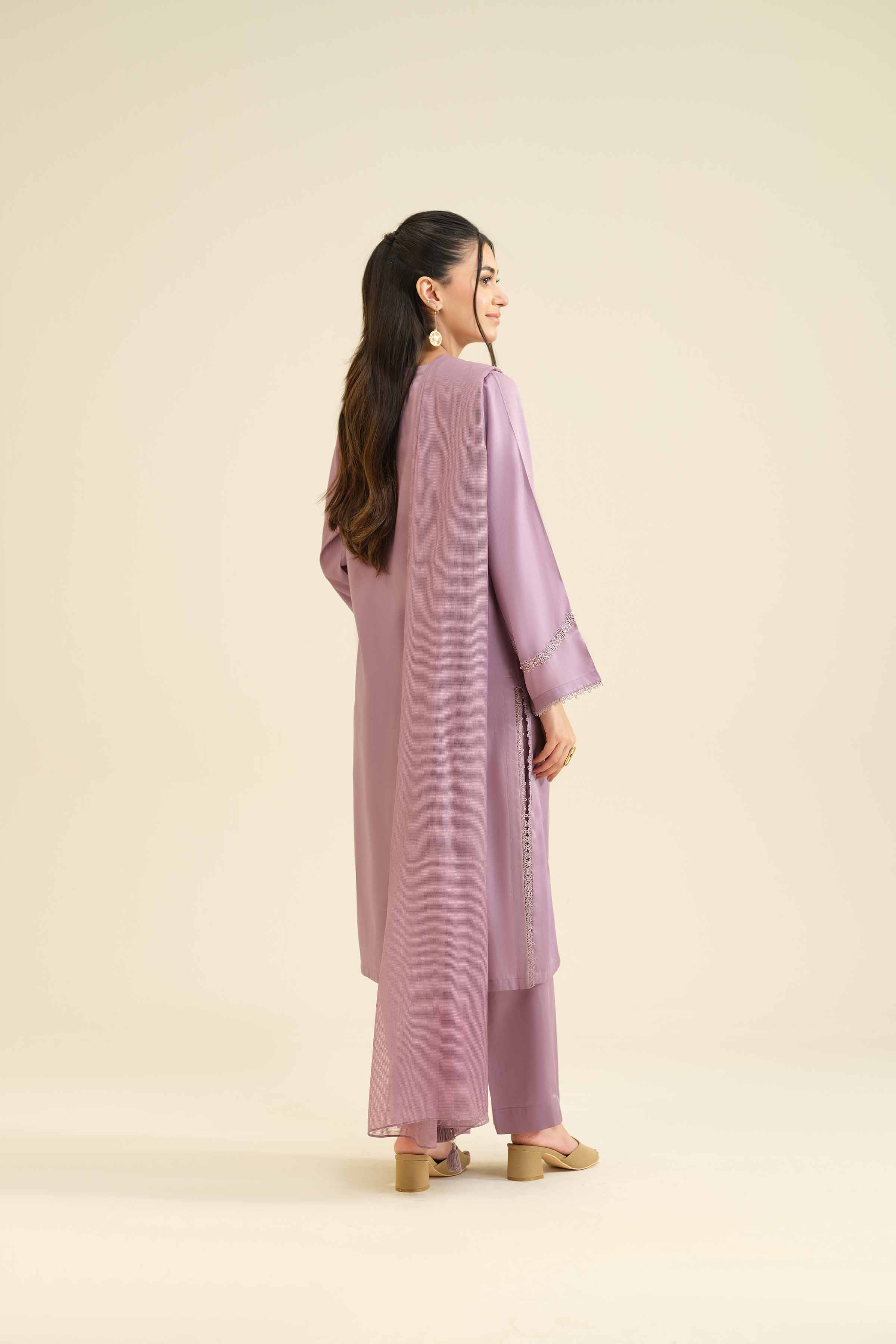 3 Piece - Basic Suit - PW25-14 READY TO WEAR Purple Sateen 3PC Solids