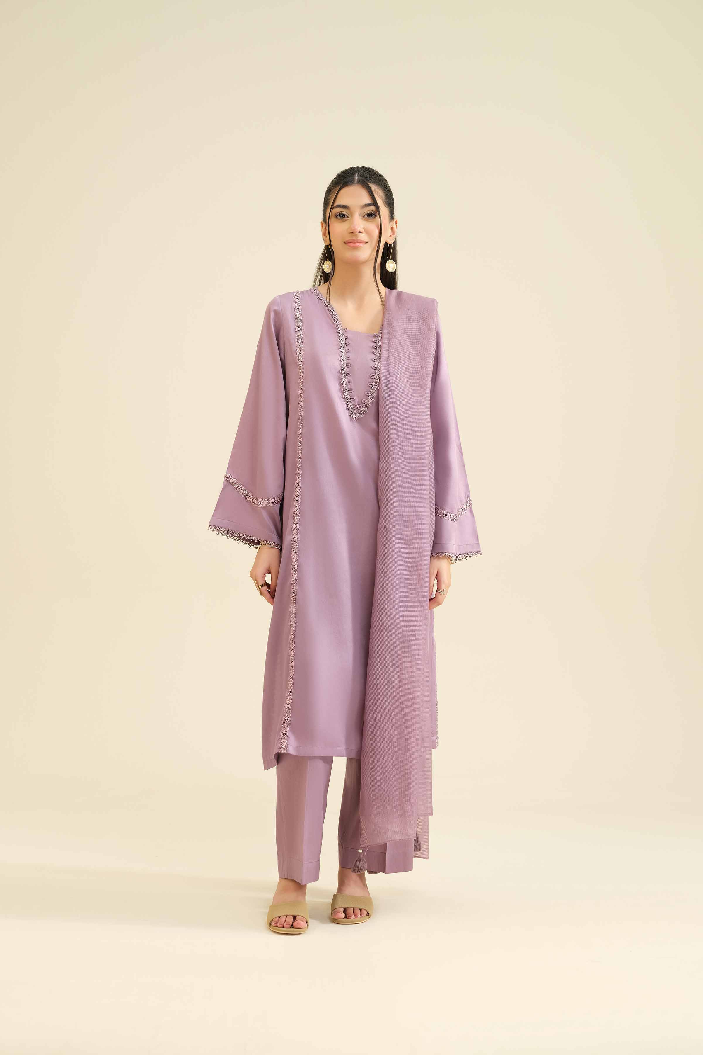 3 Piece - Basic Suit - PW25-14 READY TO WEAR Purple Sateen 3PC Solids