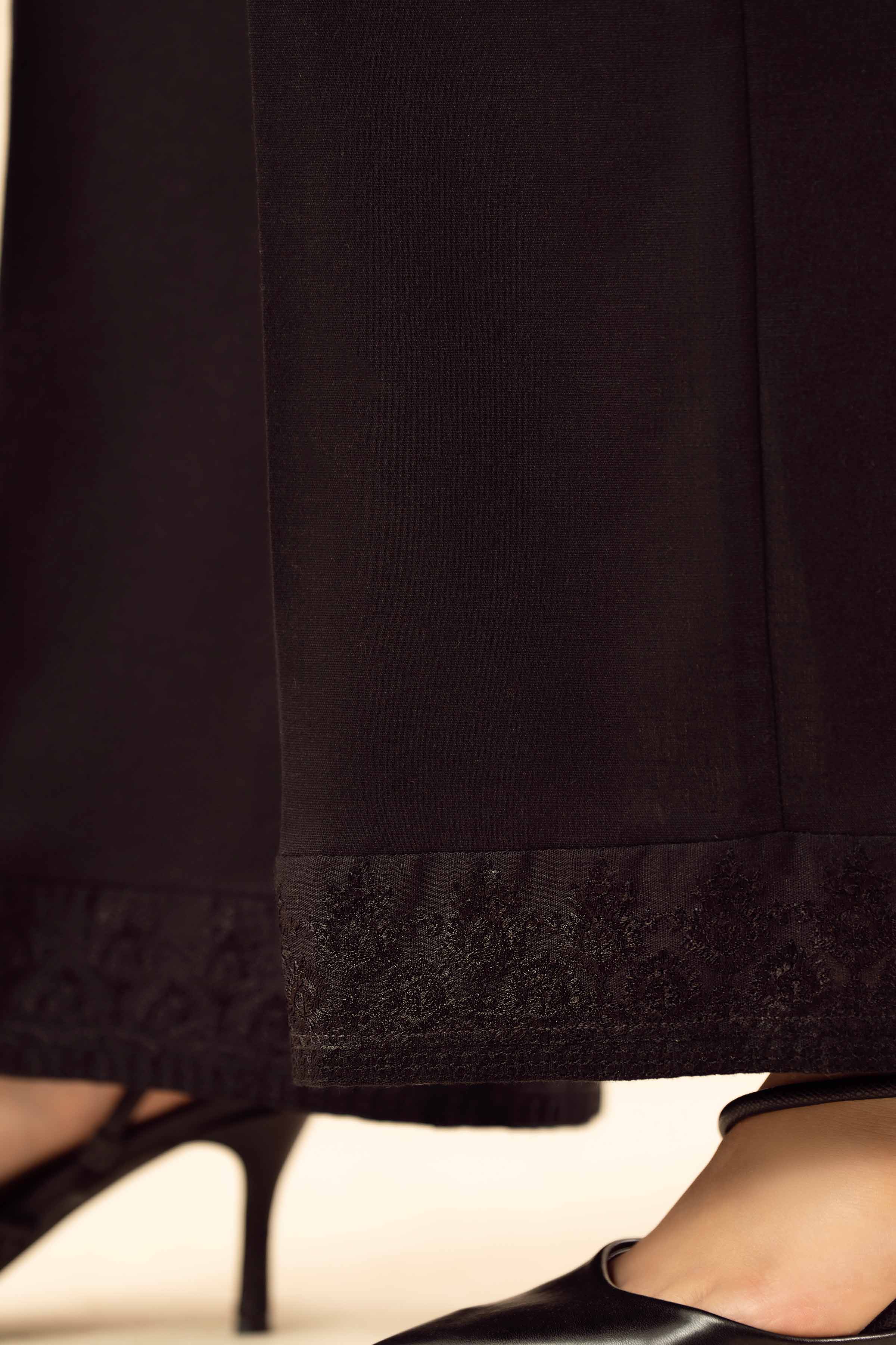 Embroidered Pants - PW25-140 READY TO WEAR Black Karandi 1PC Embroidered