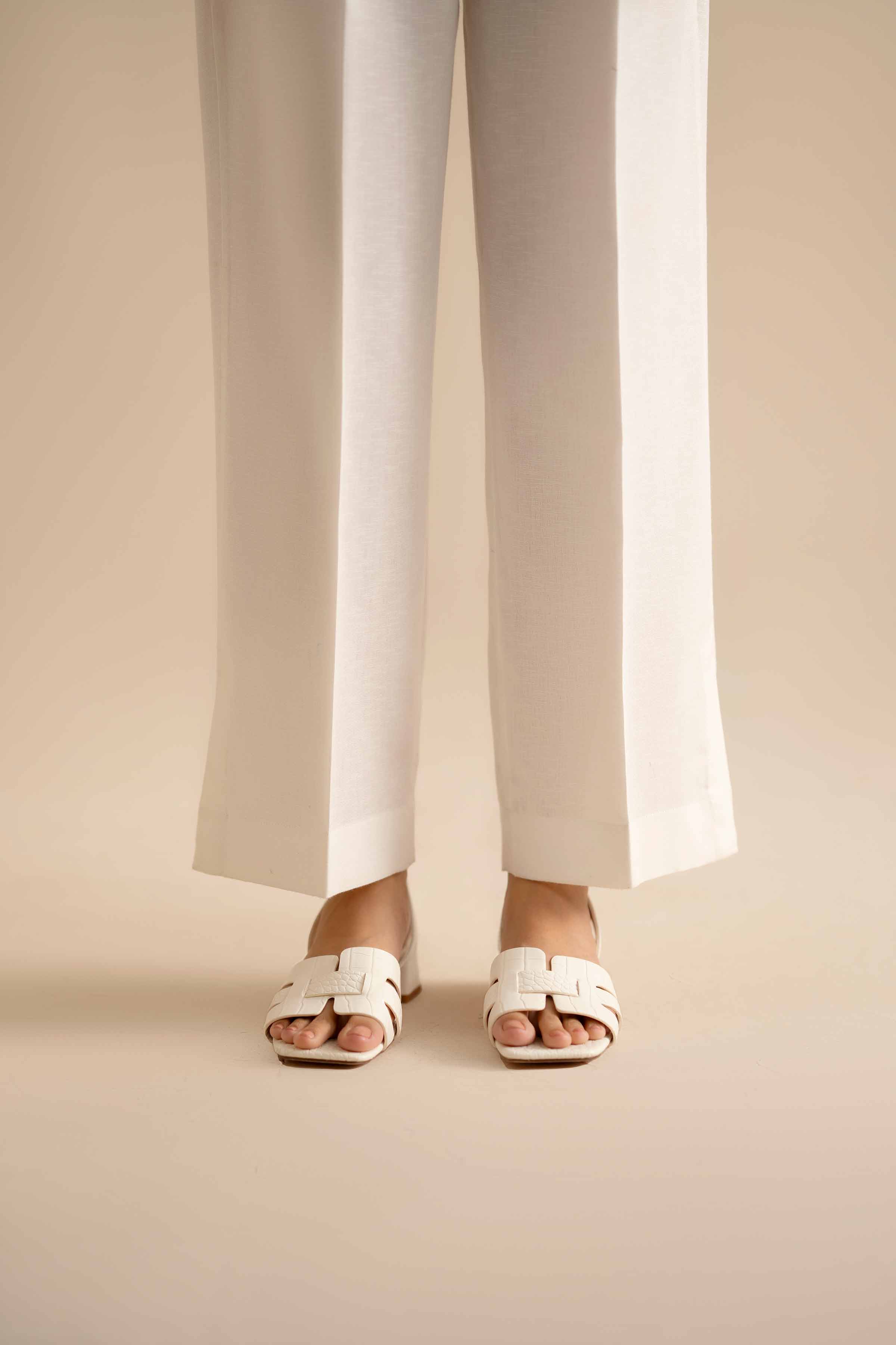 Basic Trousers - PW25-144 READY TO WEAR White Karandi 1PC Solids