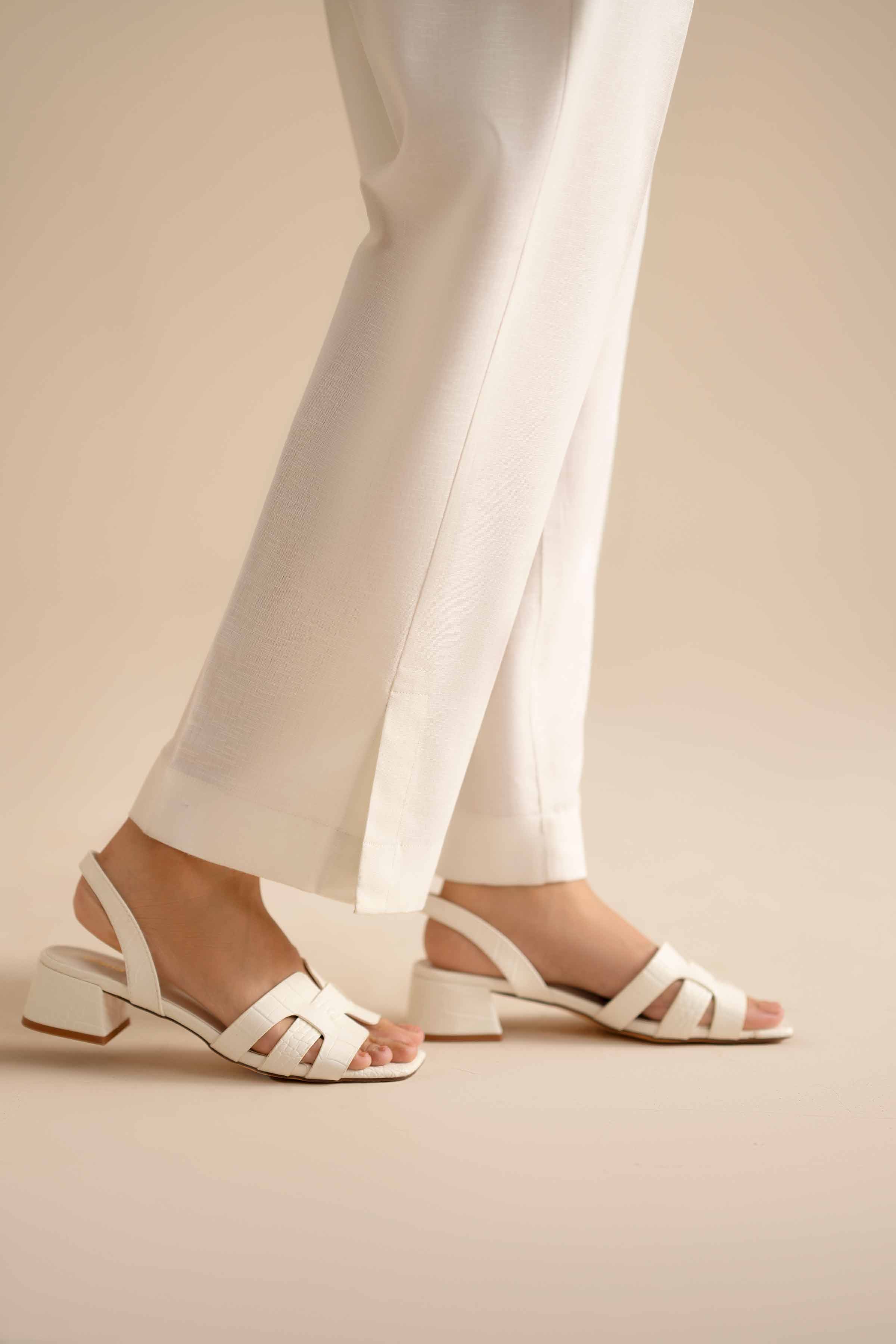 Basic Trousers - PW25-144 READY TO WEAR White Karandi 1PC Solids