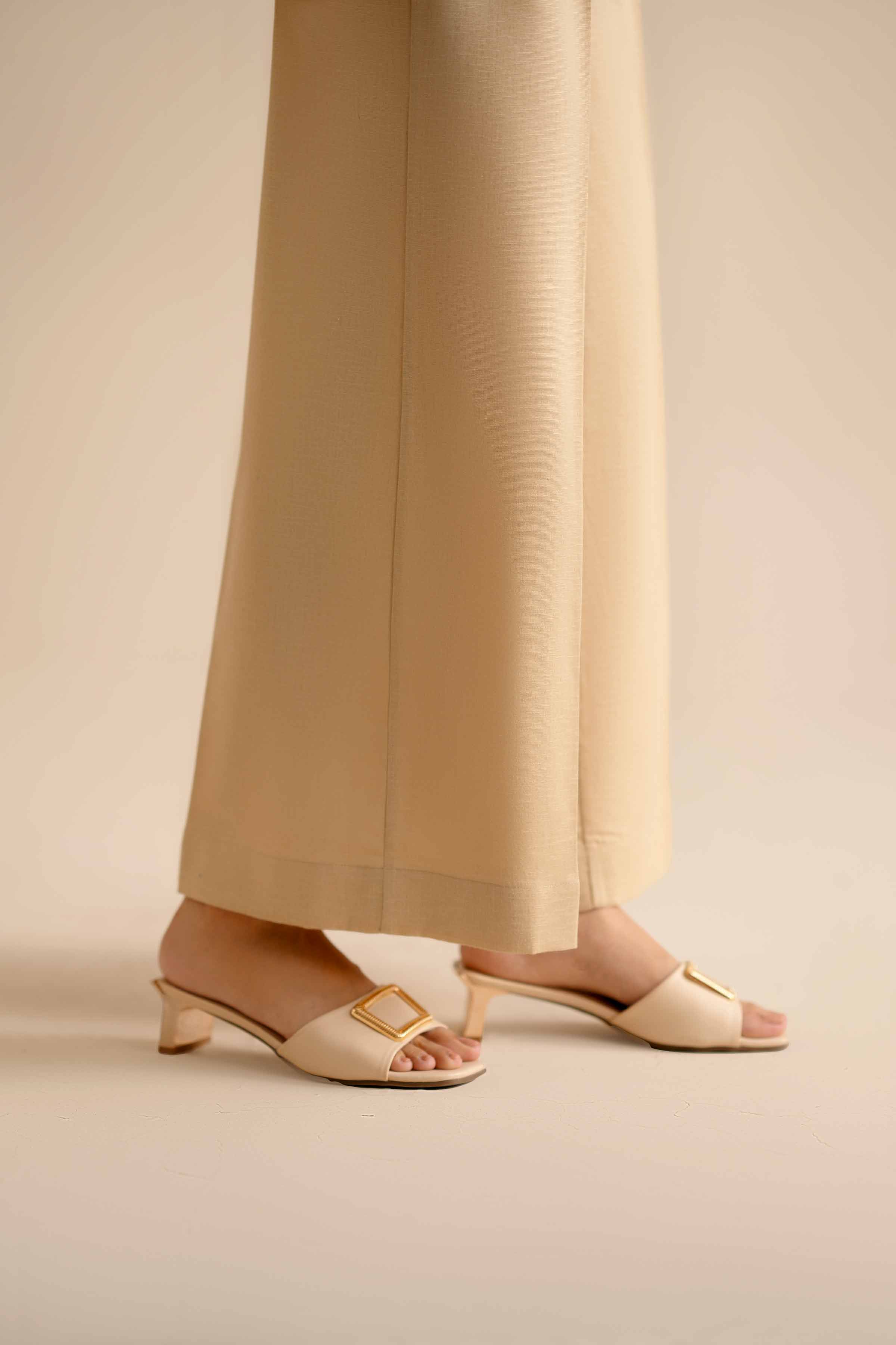 Basic Trousers - PW25-148 READY TO WEAR Beige Karandi 1PC Solids
