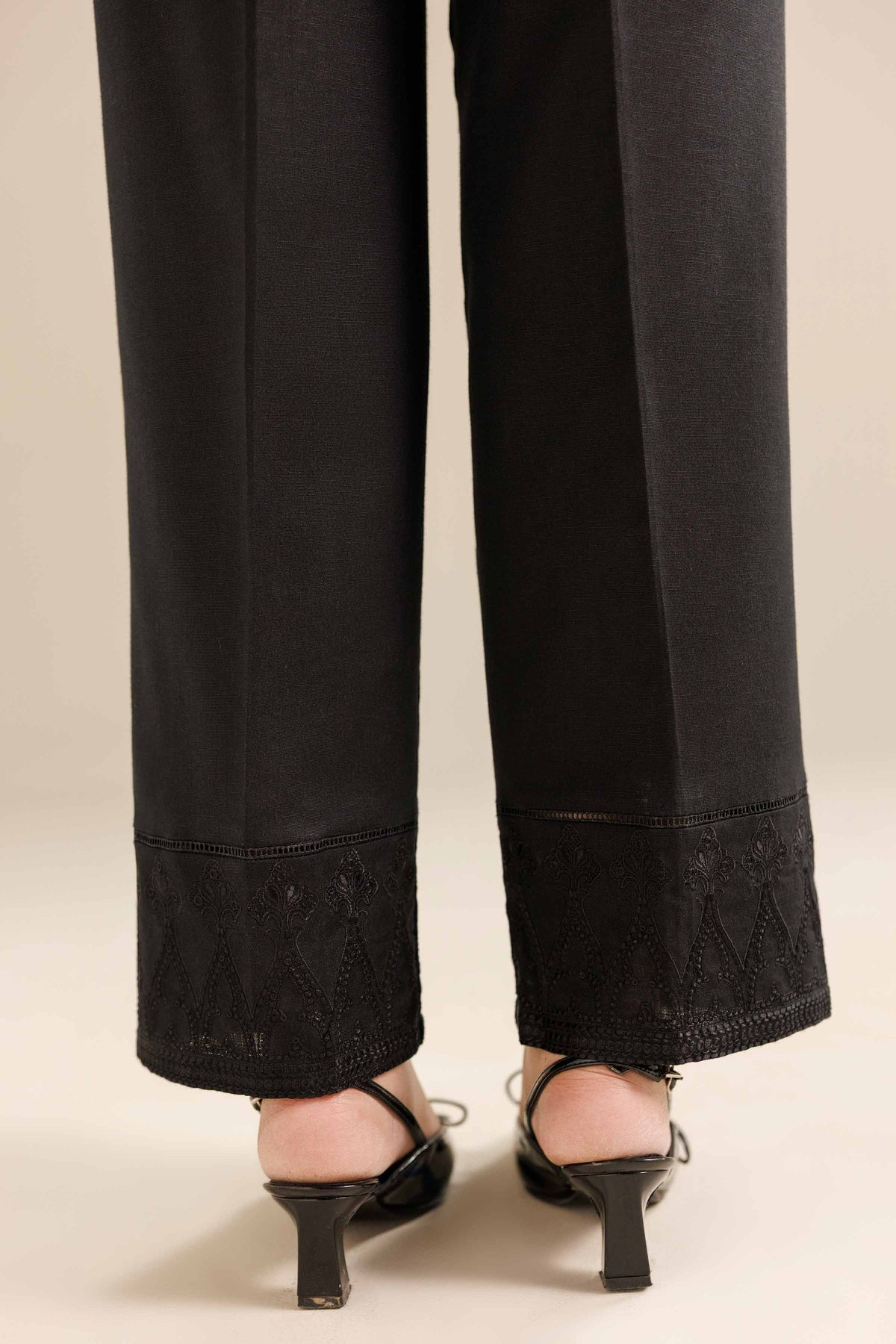 Embroidered Trousers - PW25-152 Black Karandi 1PC Embroidered Nishat Australia