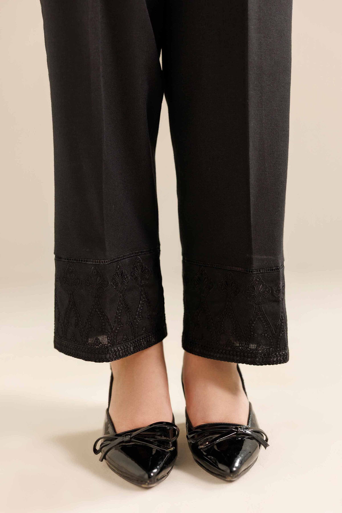 Embroidered Trousers - PW25-152 Black Karandi 1PC Embroidered Nishat Australia