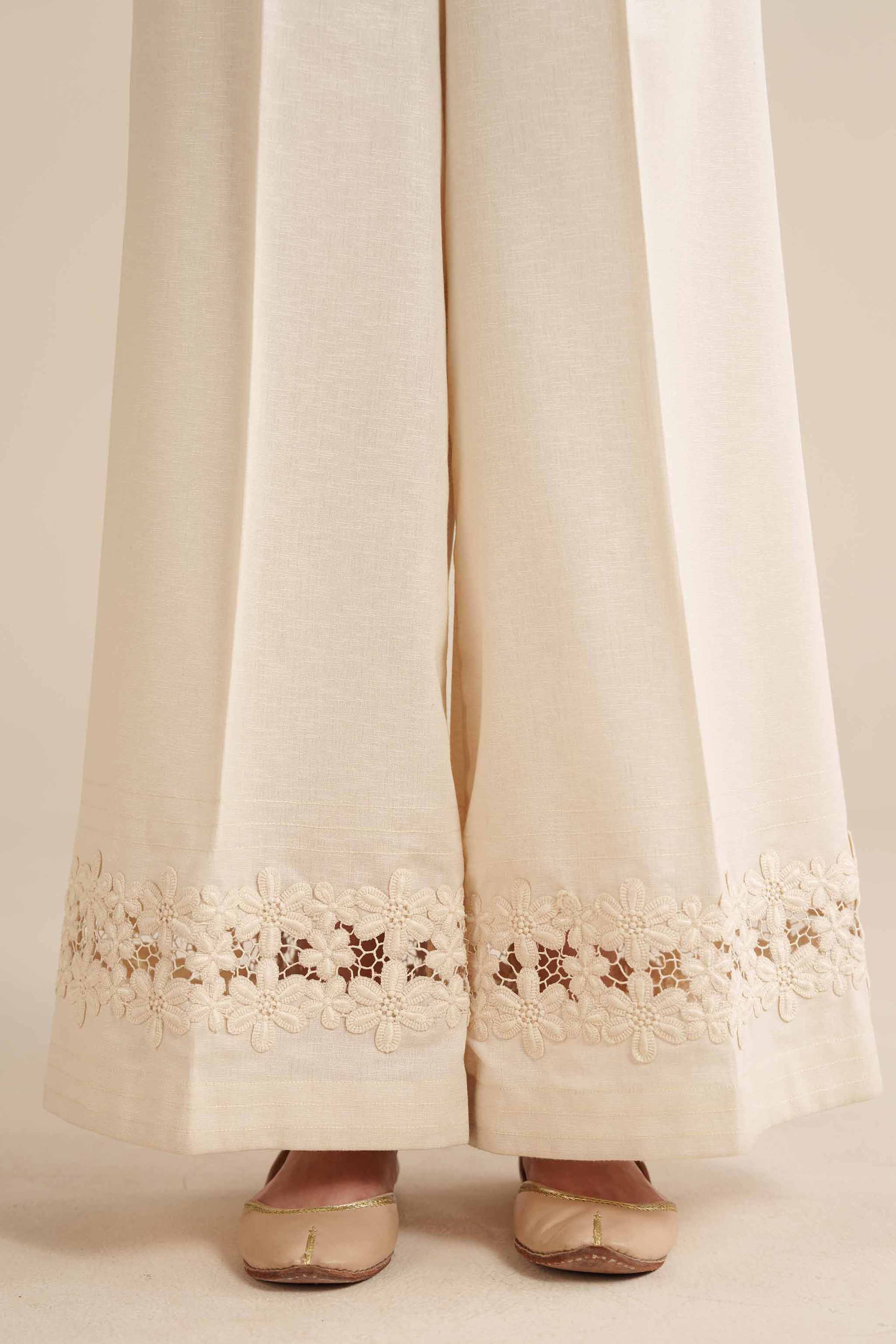 Basic Pants - PW25-157 READY TO WEAR White Karandi 1PC Solids
