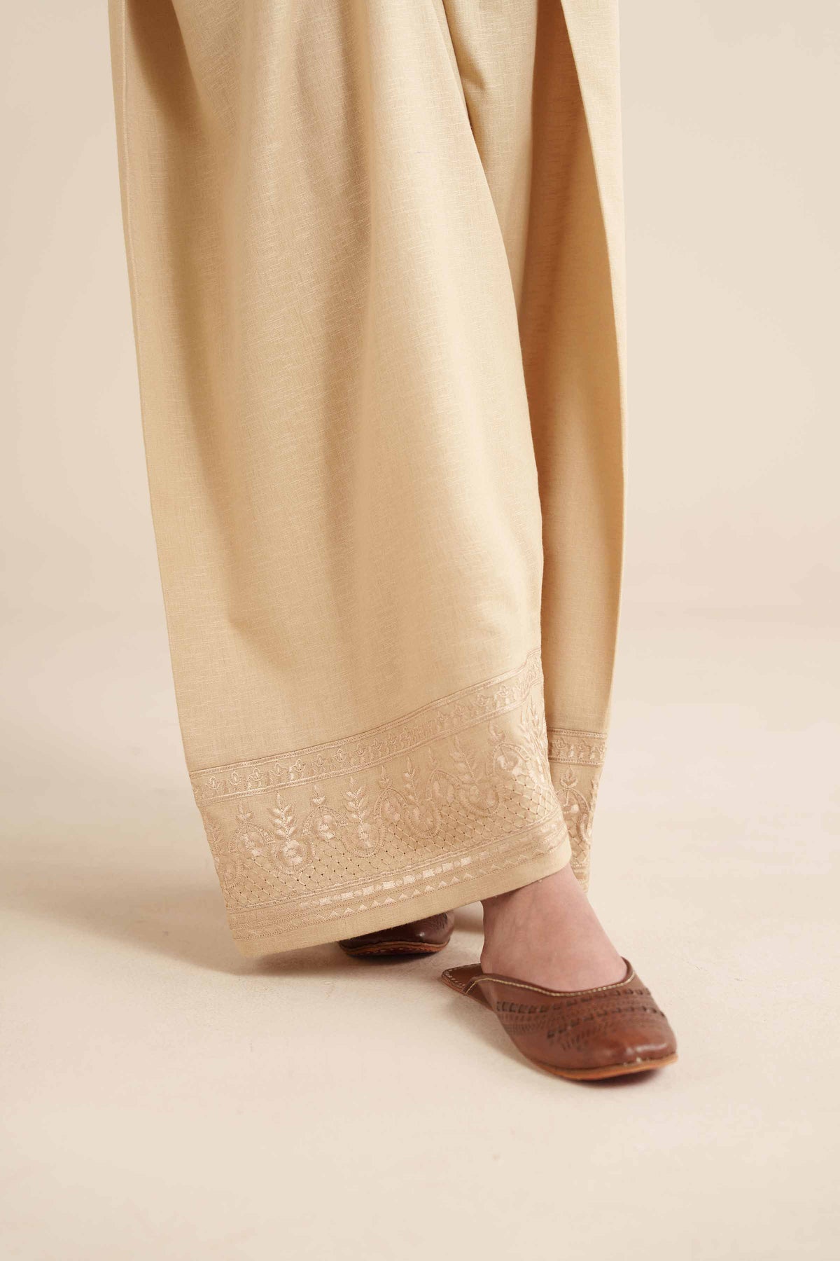 Embroidered Shalwar - PW25-159 Beige Karandi 1PC Embroidered Nishat Australia