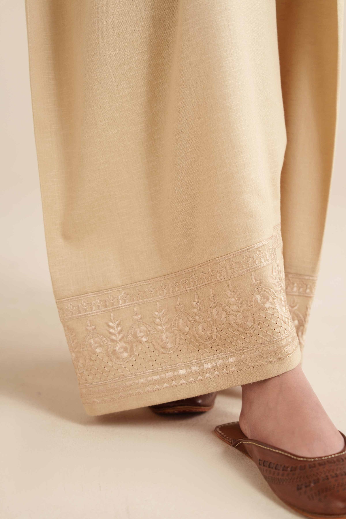 Embroidered Shalwar - PW25-159 Beige Karandi 1PC Embroidered Nishat Australia
