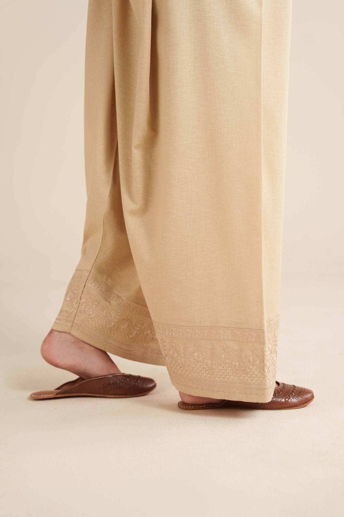 Embroidered Shalwar - PW25-159 Beige Karandi 1PC Embroidered Nishat Australia