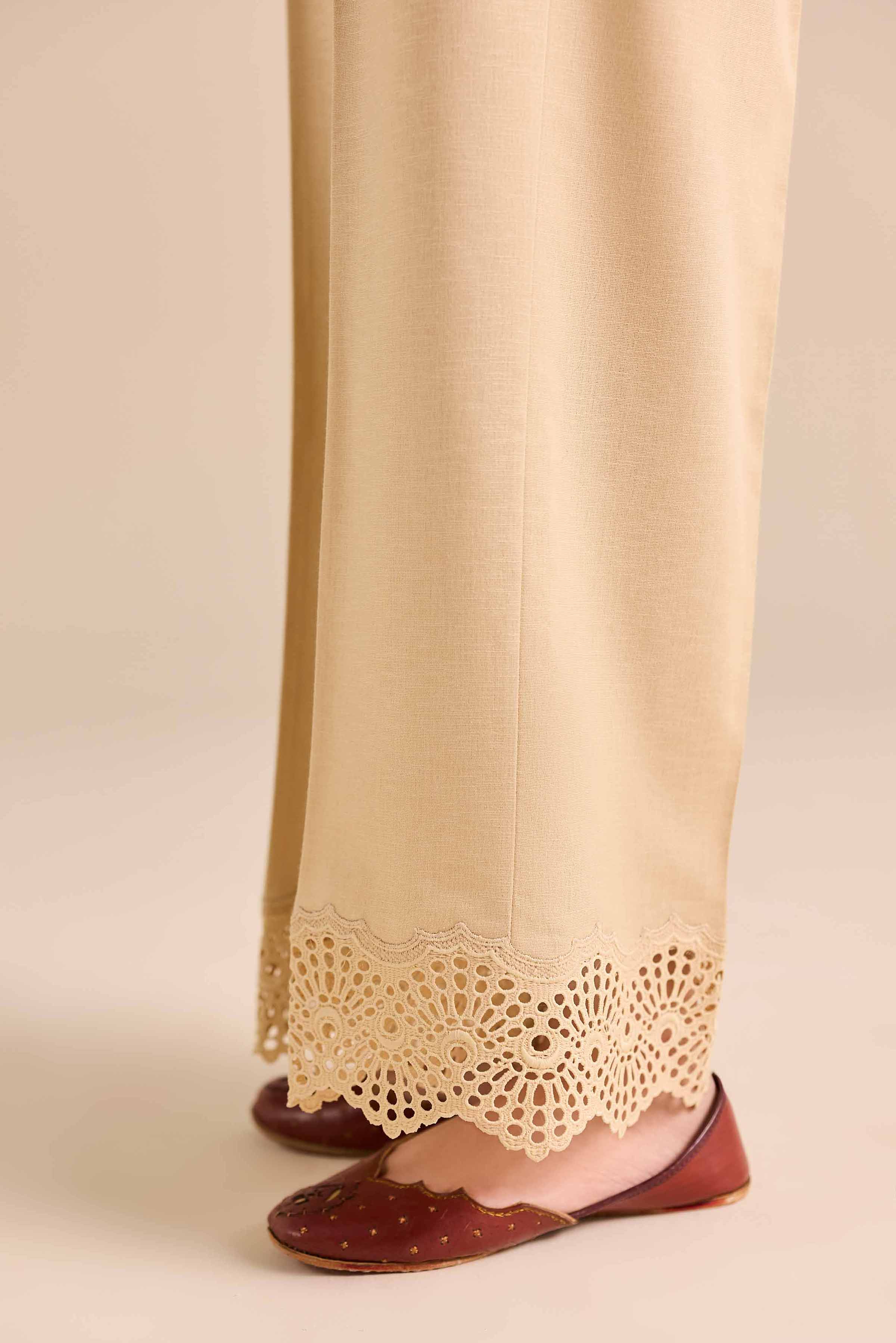 Basic Trousers - PW25-162 READY TO WEAR Beige Karandi 1PC Solids