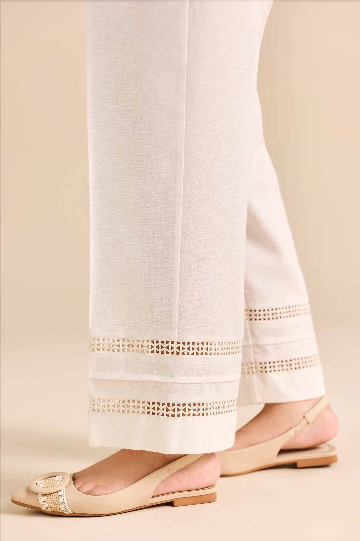 Basic Trousers - PW25-165 White Karandi 1PC Solids Nishat Australia
