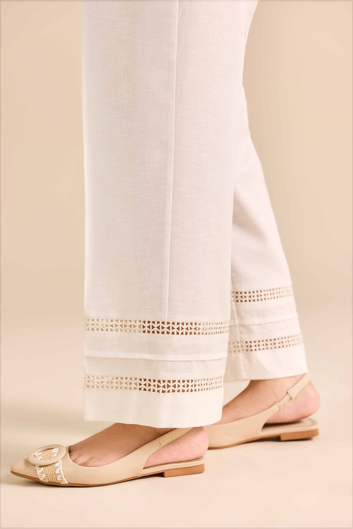 Basic Trousers - PW25-165 White Karandi 1PC Solids Nishat Australia