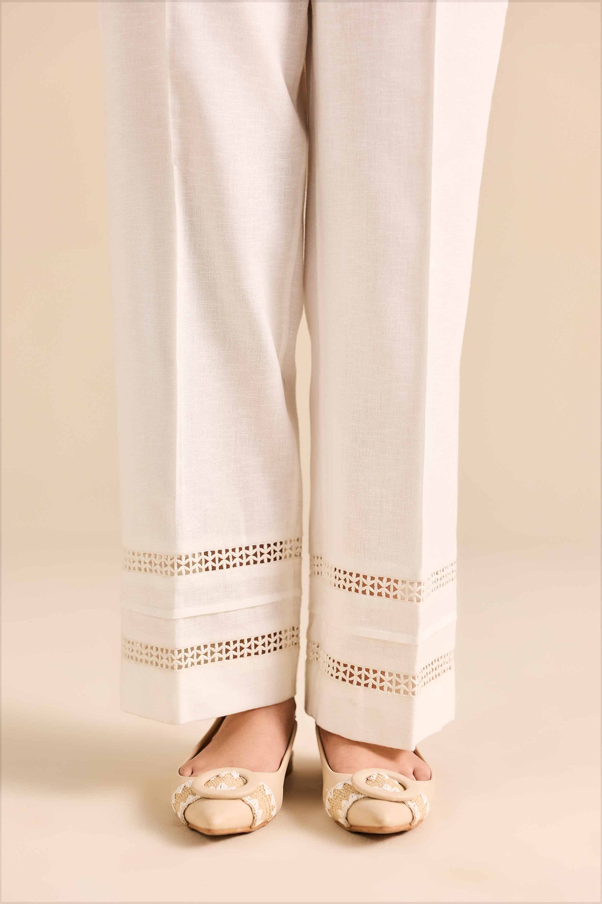 Basic Trousers - PW25-165 White Karandi 1PC Solids Nishat Australia