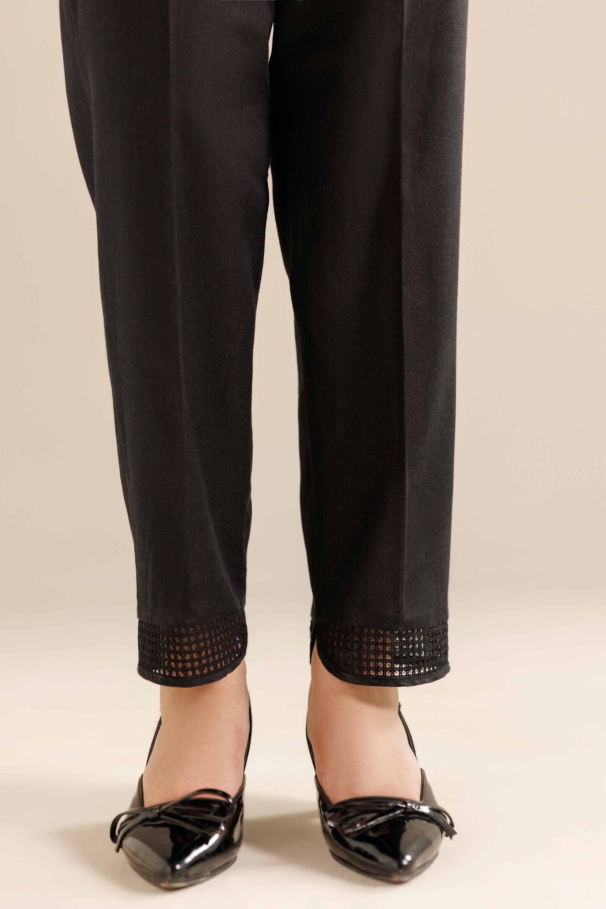 Basic Trousers - PW25-167 Black Cambric 1PC Solids Nishat Australia